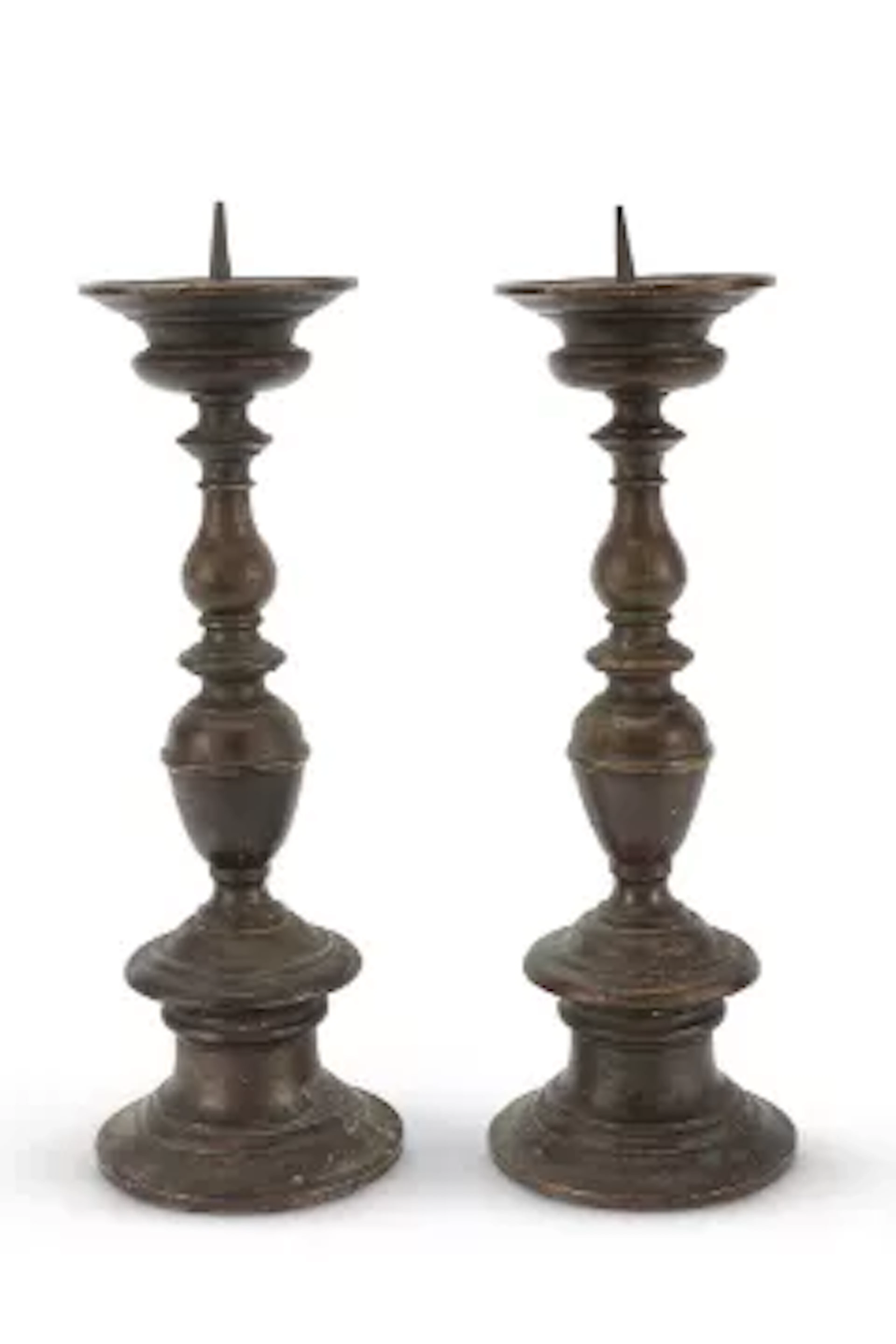 A PAIR OF BRONZE PRICKET CANDLESTICKS, ITALIAN, 18TH CENTURY