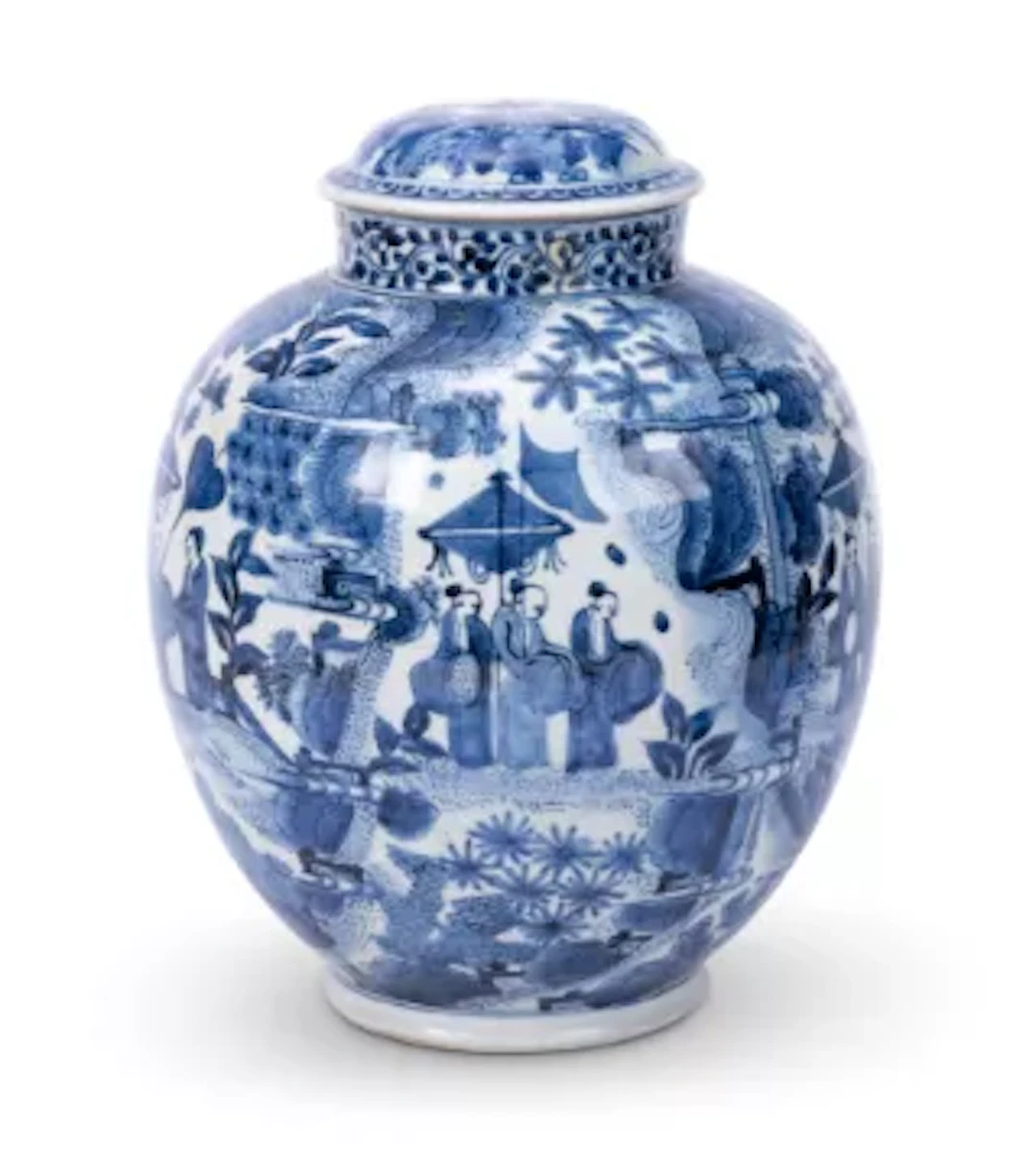 A JAPANESE BLUE AND WHITE ARITA VASE AND COVER, EDO PERIOD, CIRCA 1680