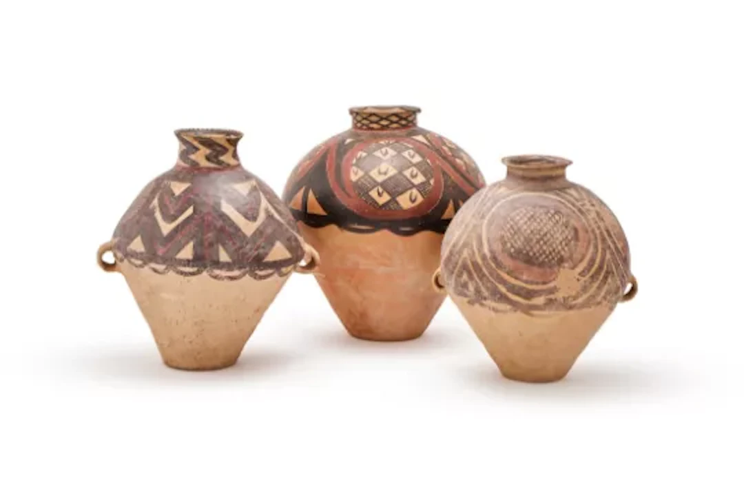 Three large Chinese painted pottery vases, Neolithic Majiayao Culture or later