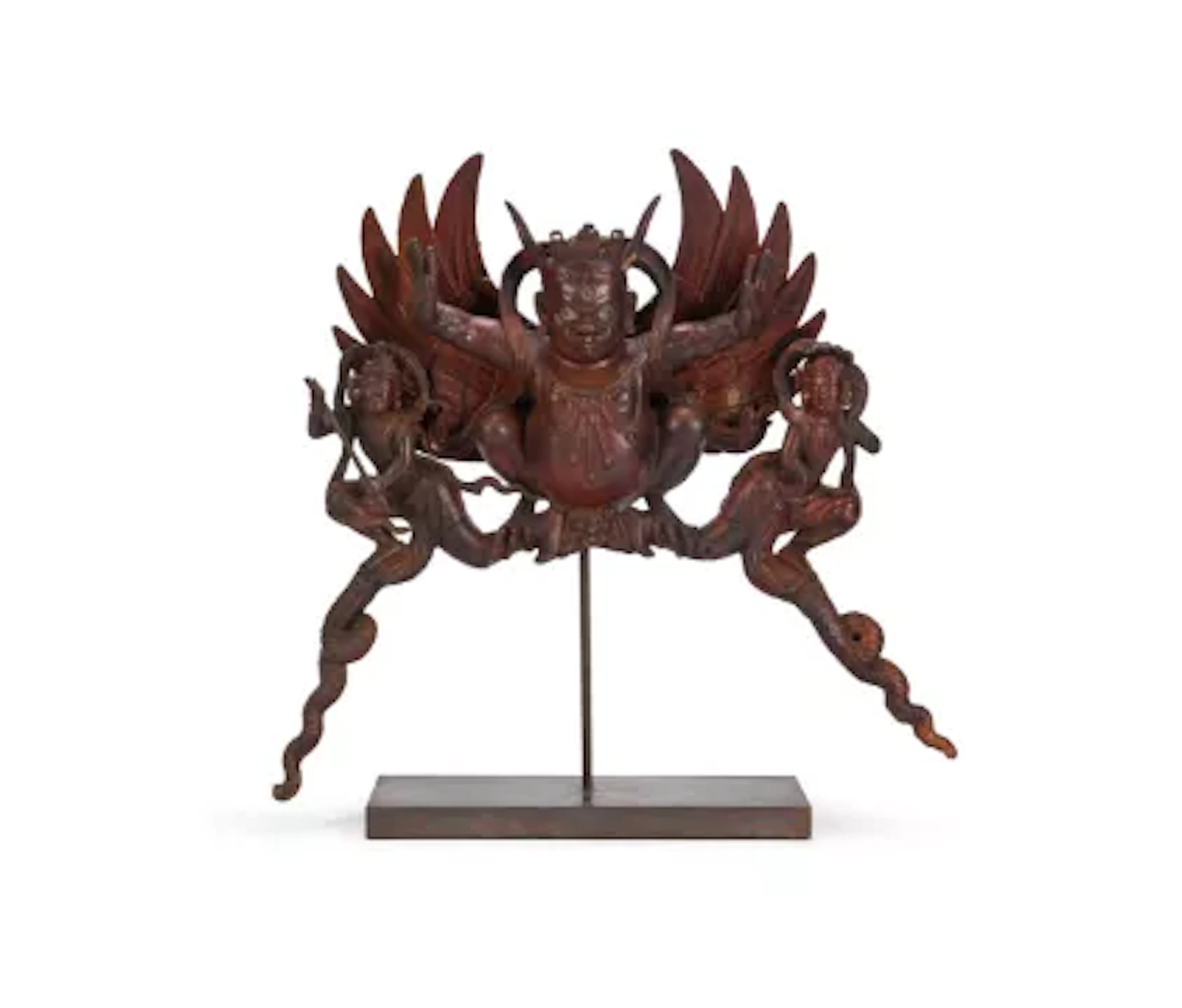 A large lacquered wood figure of Guruda, possibly Tibet, 19th century