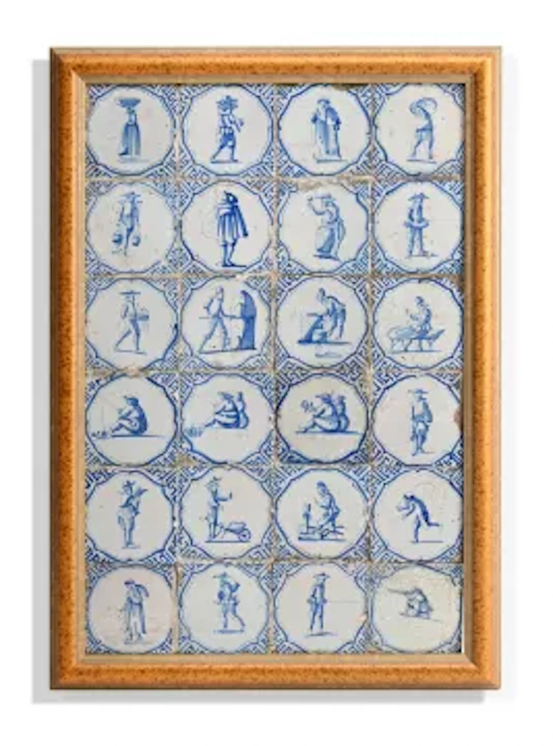 A DUTCH DELFT BLUE AND WHITE TWENTY FOUR TILE PANEL, CIRCA 1620-1650