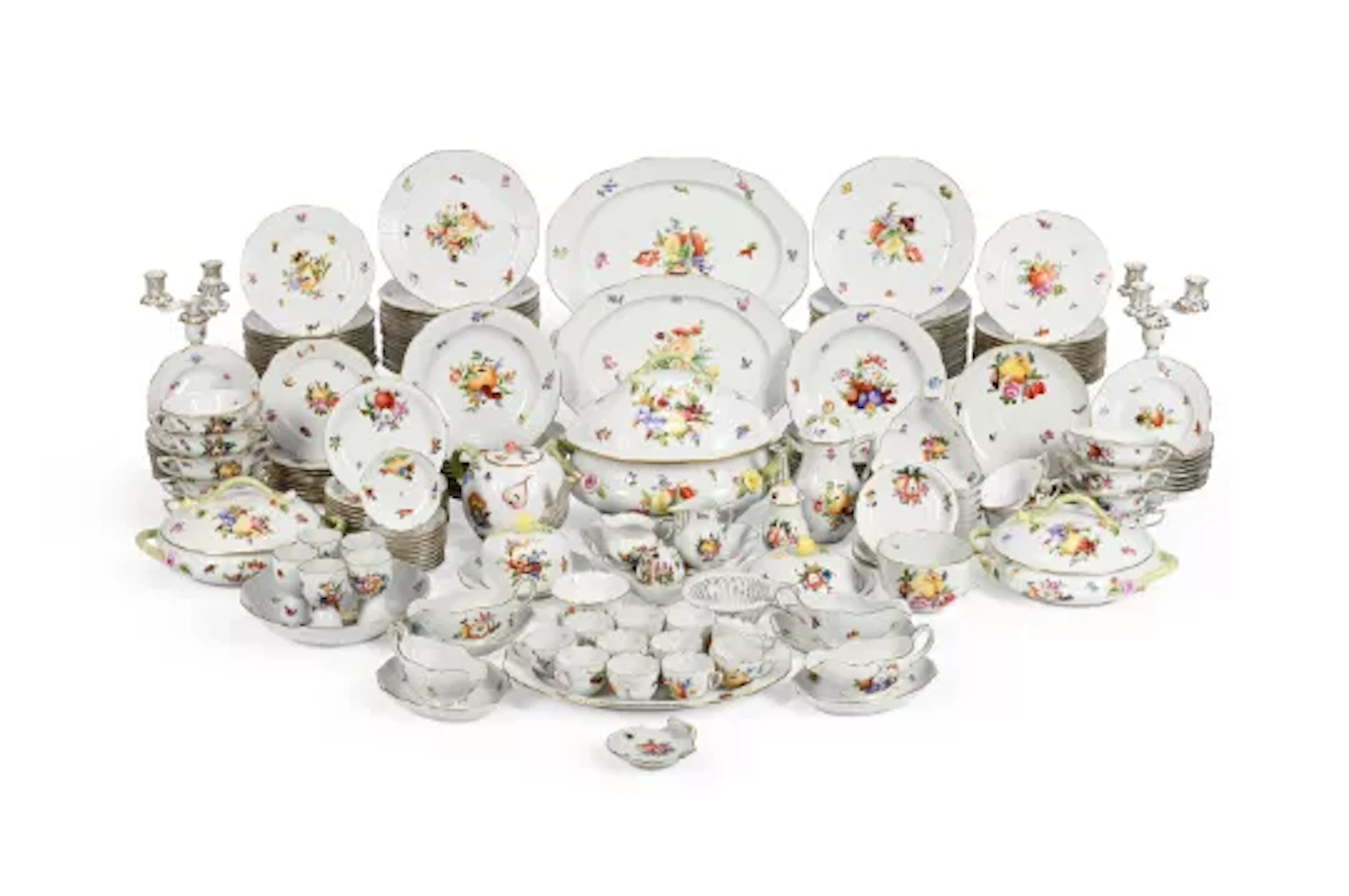 HEREND, FRUIT AND FLOWERS, A MODERN PART DINNER SERVICE