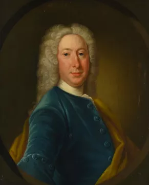 ENGLISH SCHOOL (18TH CENTURY), PORTRAIT OF A GENTLEMAN IN A BLUE VELVET JACKET