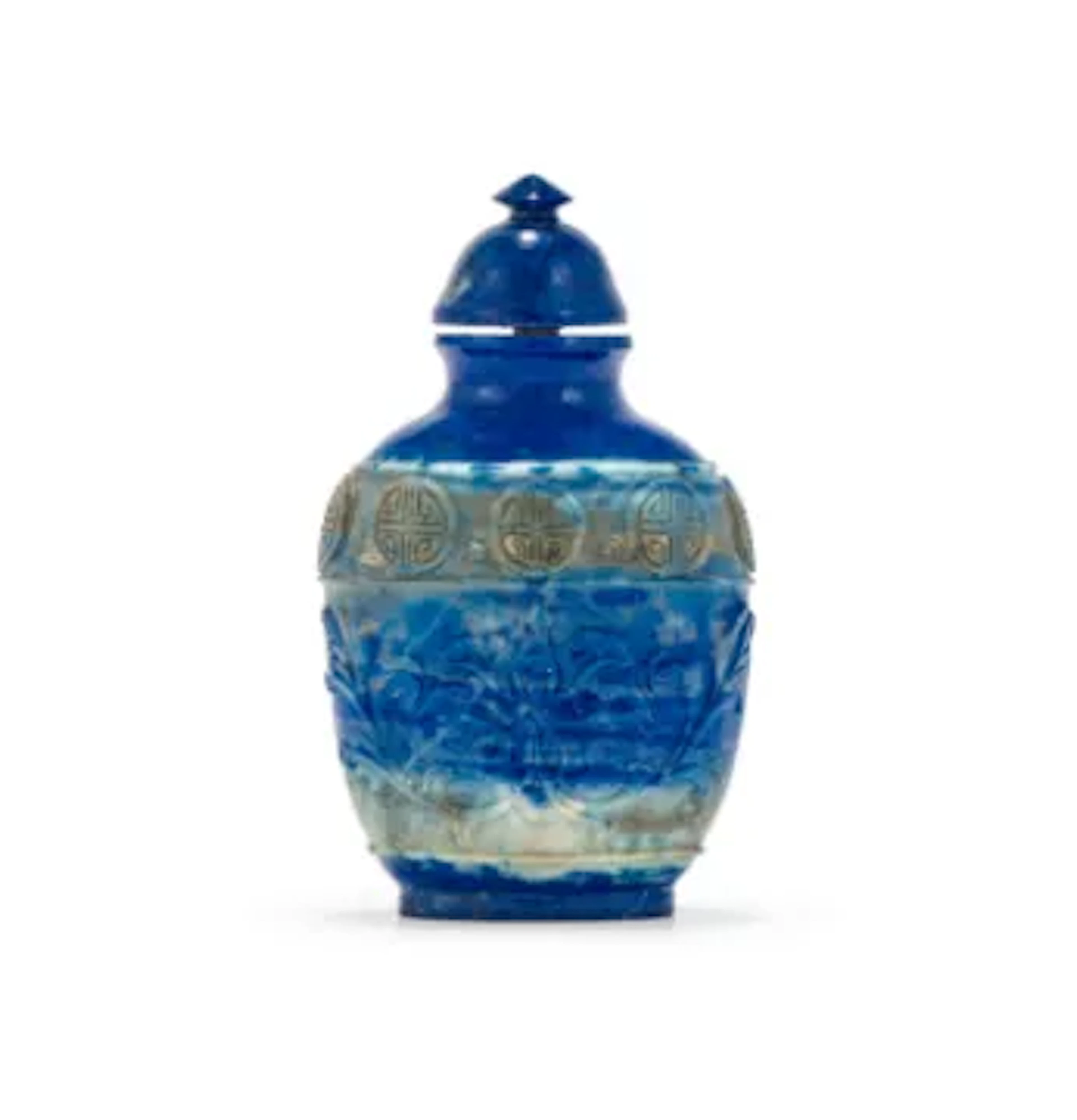 A Chinese carved lapis lazuli 'Lotus' snuff bottle, 19th century