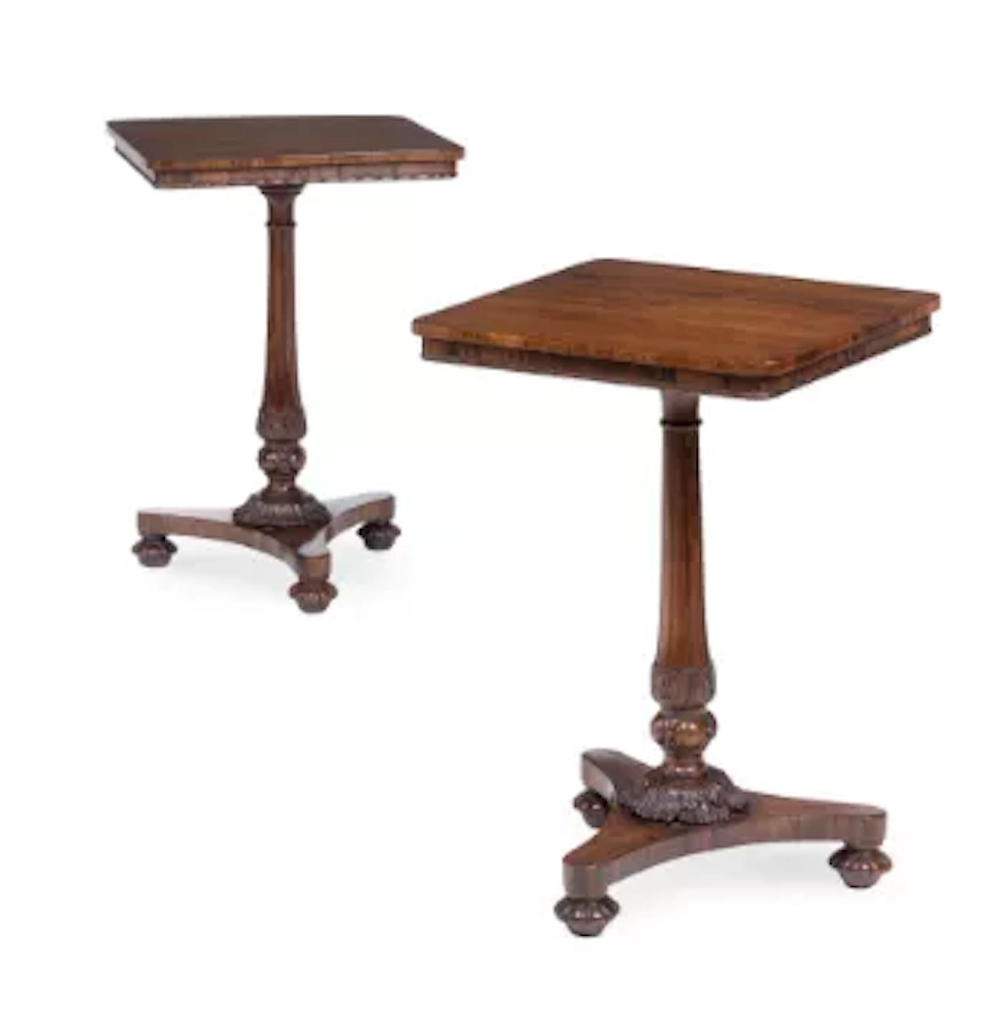 Y A PAIR OF REGENCY ROSEWOOD OCCASIONAL OR END TABLES, ATTRIBUTED