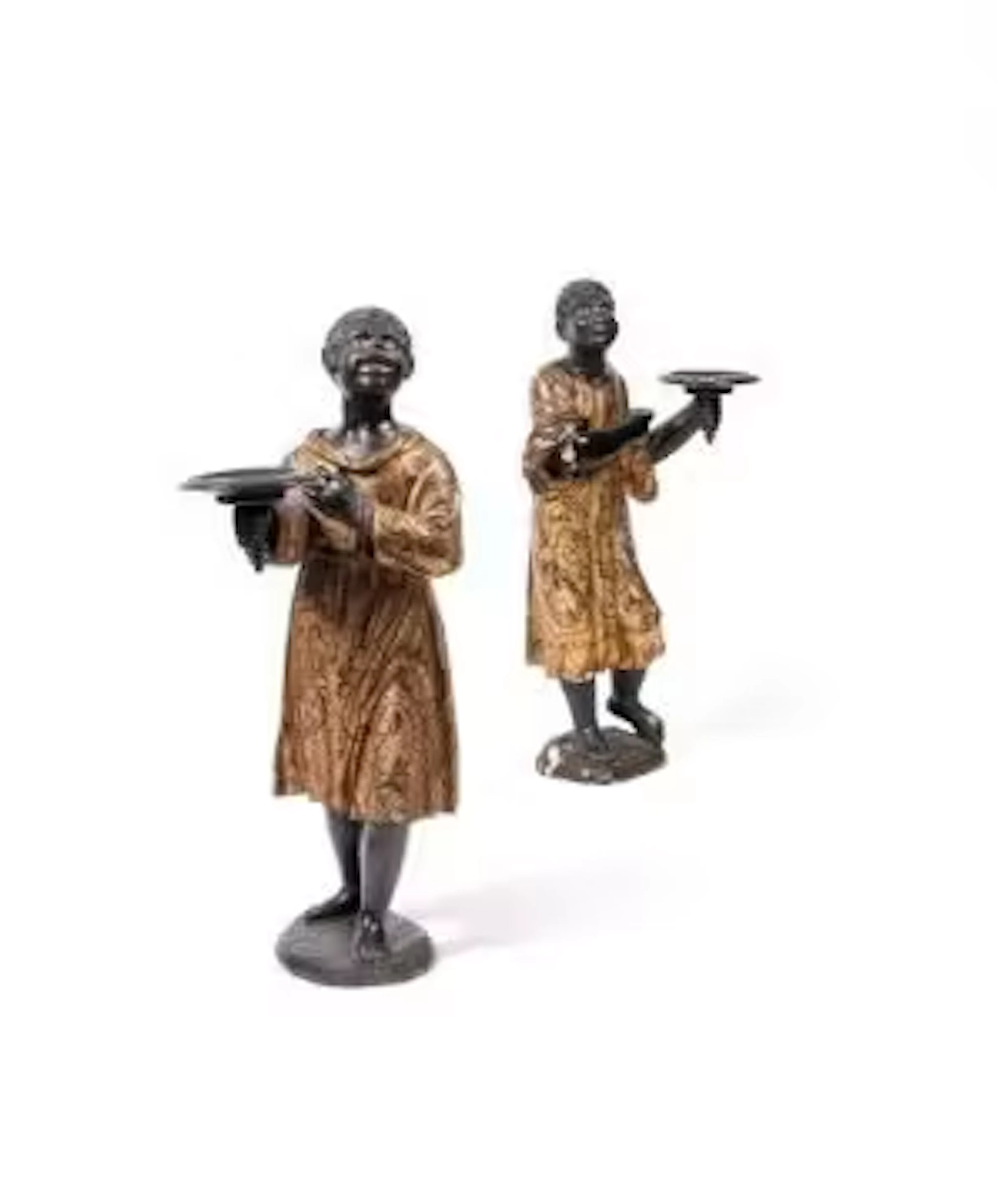 A PAIR OF ITALIAN CARVED AND POLYCHROME DECORATED MORETTO FIGURES