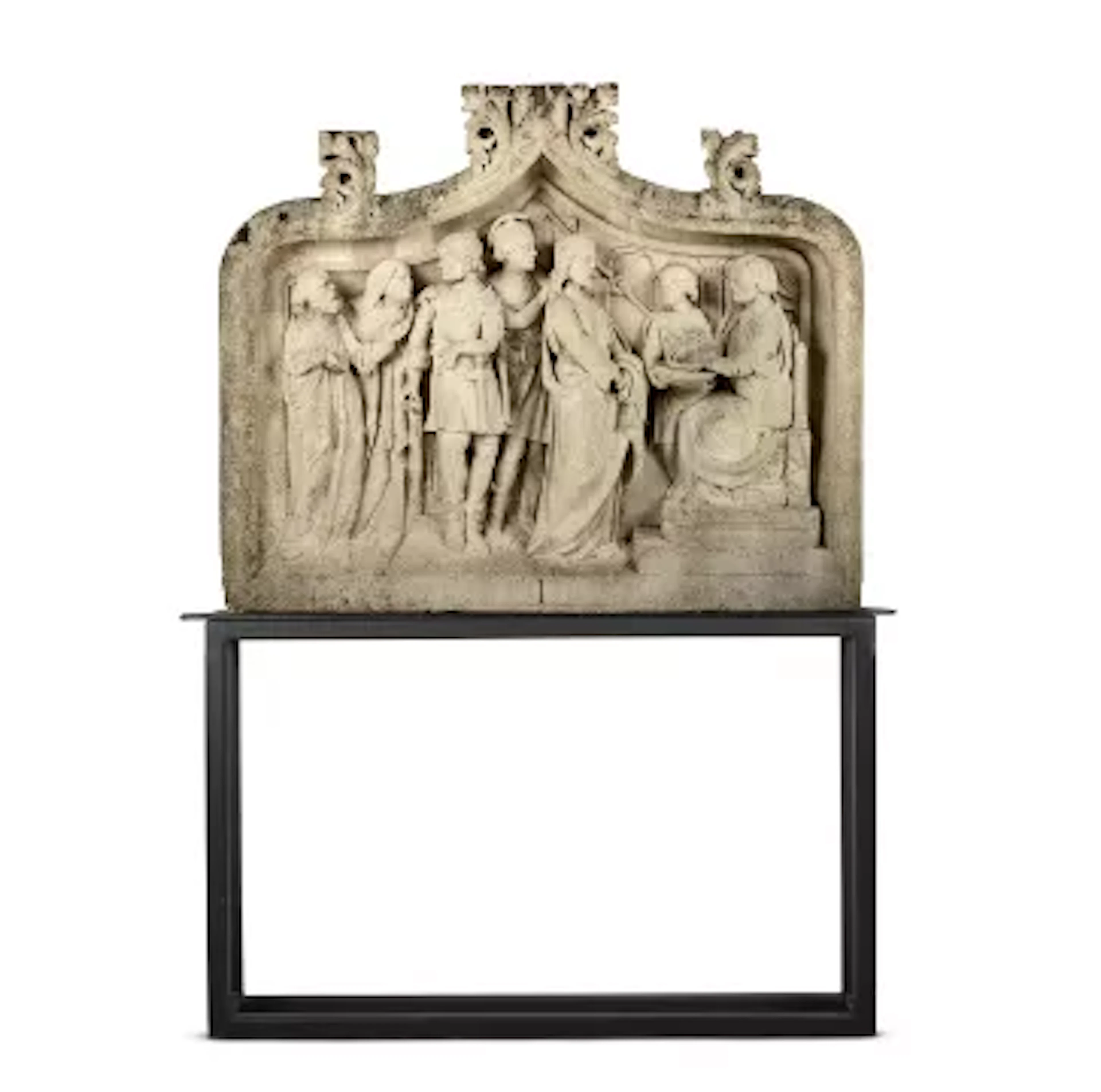 A LARGE CARVED LIMESTONE RELIEF OF THE CONDEMNATION OF CHRIST, 18TH CENTURY