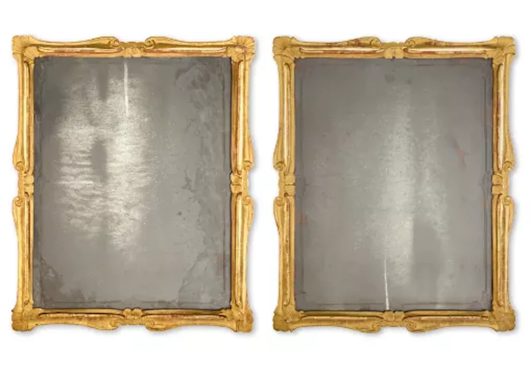 ‡ A PAIR OF VENETIAN CUT GLASS MIRRORS, 18TH CENTURY