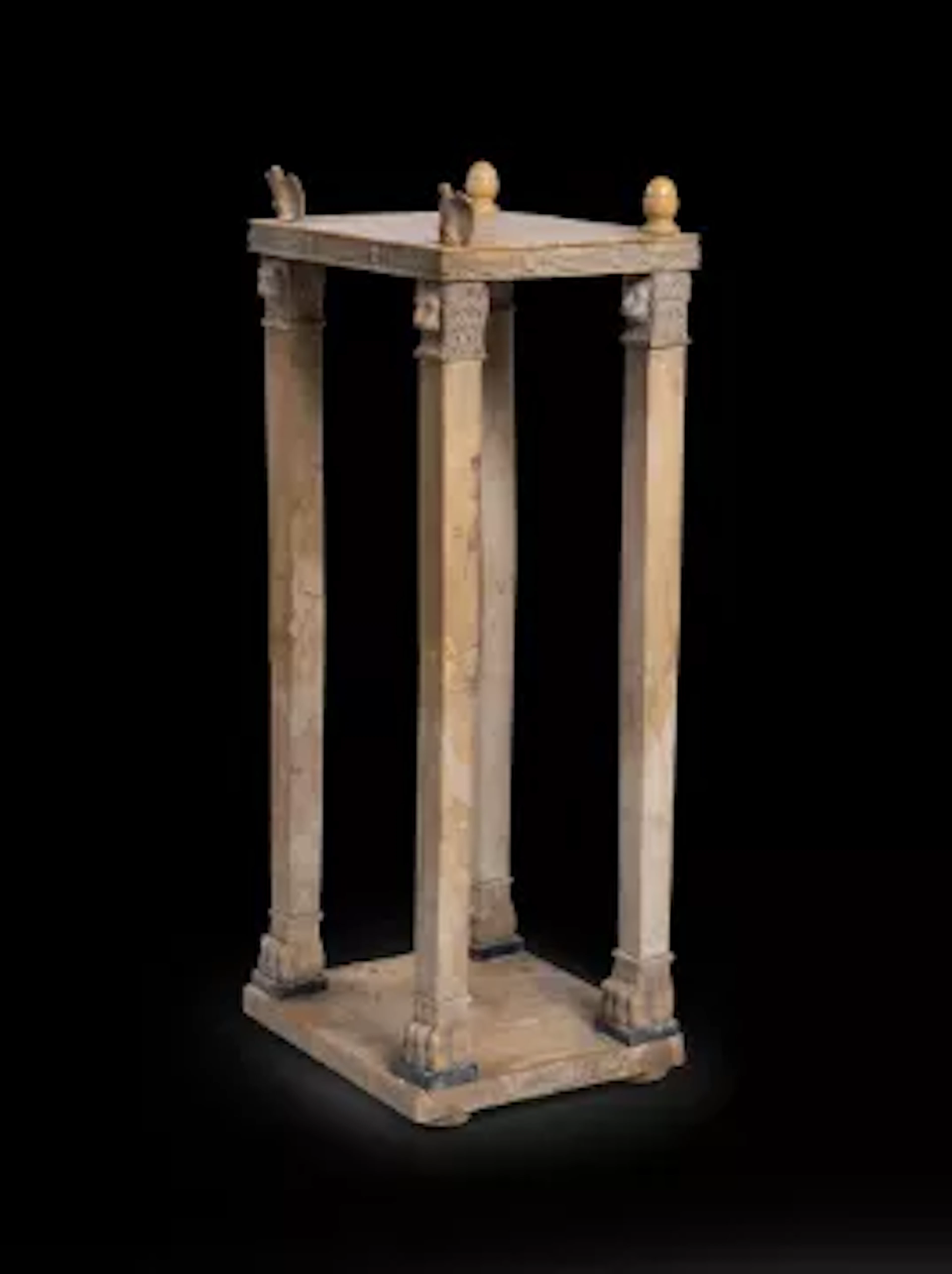 A RARE ITALIAN SIENA MARBLE AND ALABASTER TWO TIER SIDE TABLE, LATE