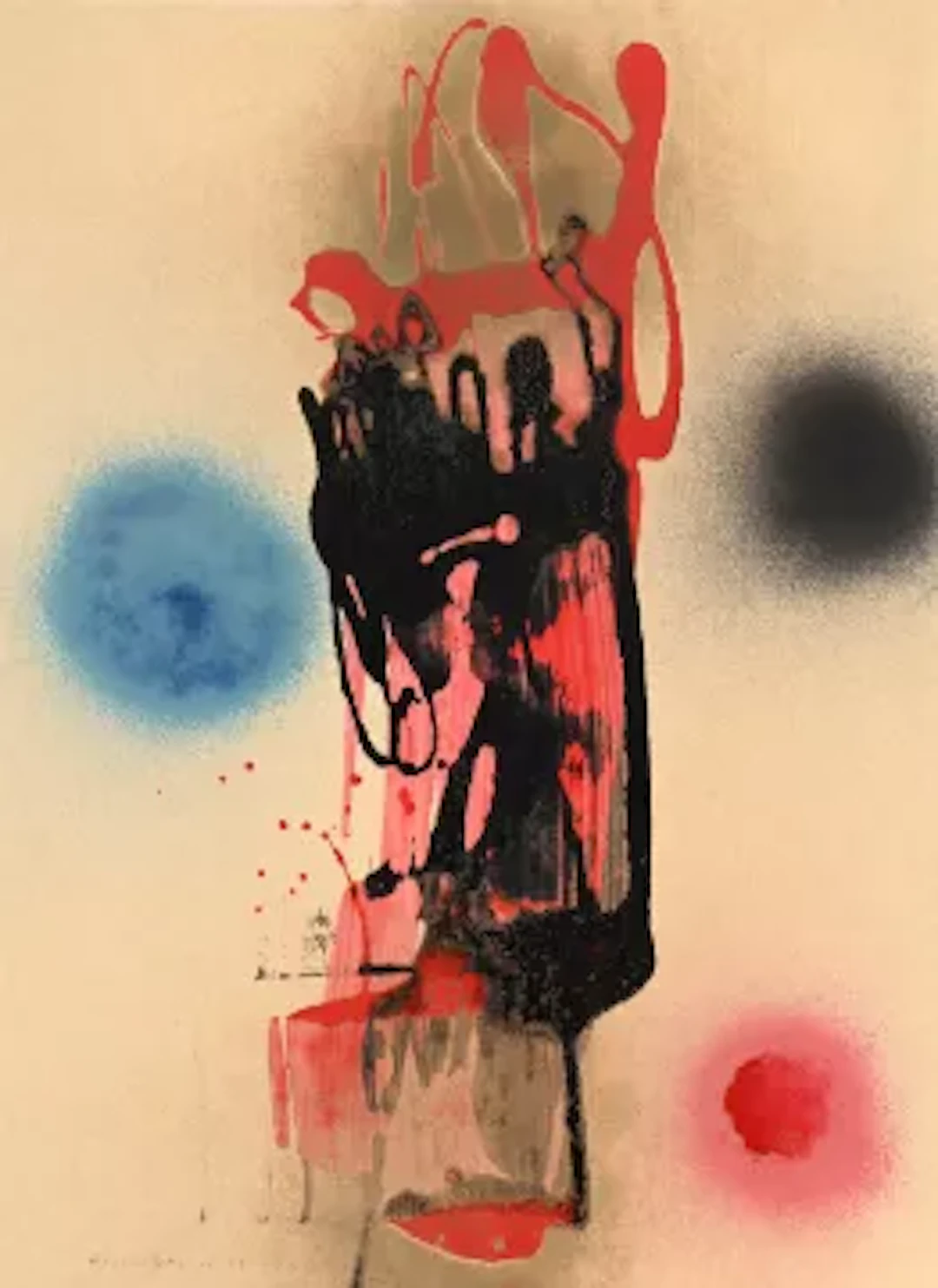 λ DENIS BOWEN (BRITISH 1921-2006), VERICAL IMAGE - RED, BLACK AND BLUE