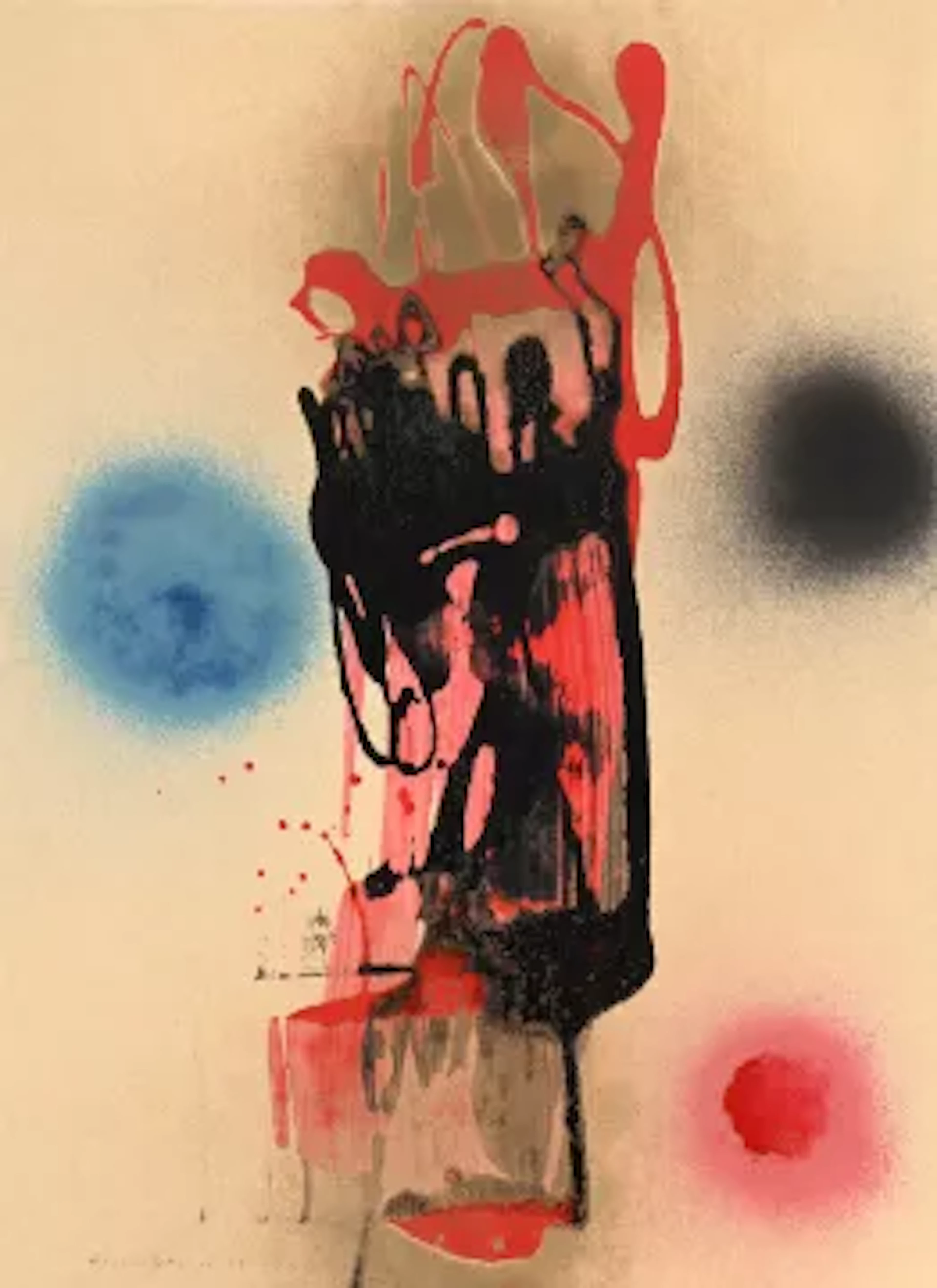 λ DENIS BOWEN (BRITISH 1921-2006), VERICAL IMAGE - RED, BLACK AND BLUE