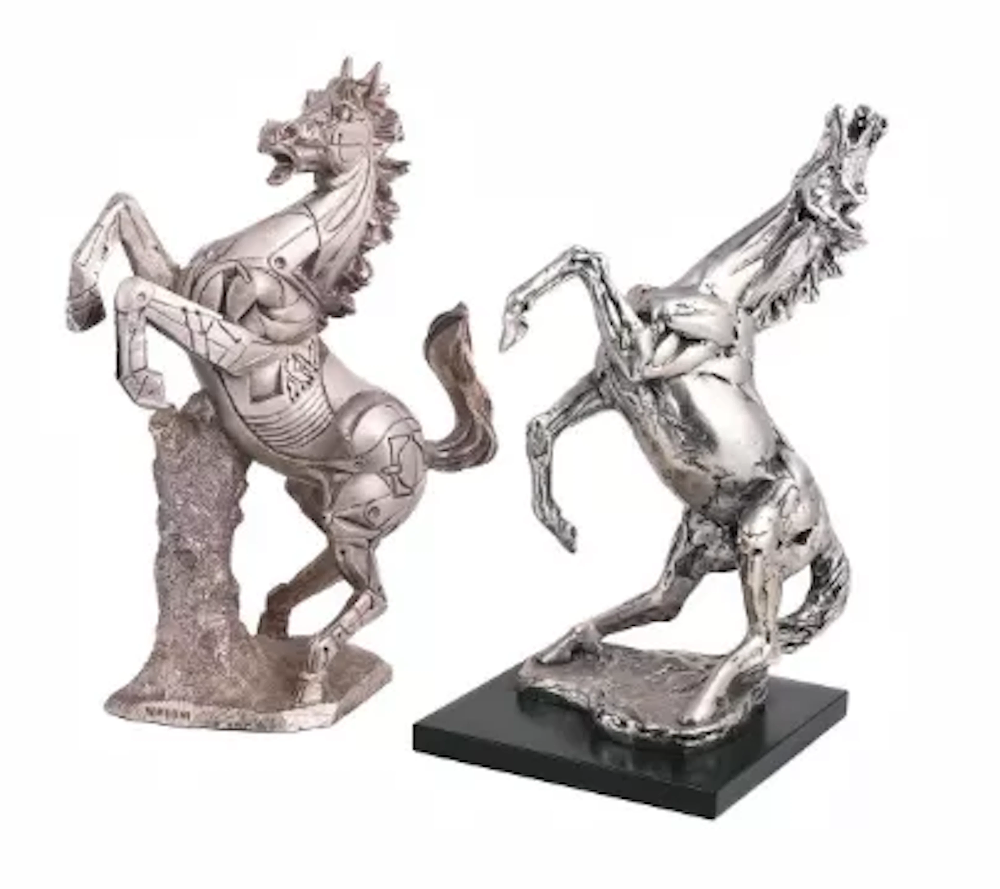AN ITALIAN LIMITED EDITION RESIN REARING HORSE SCULPTURE