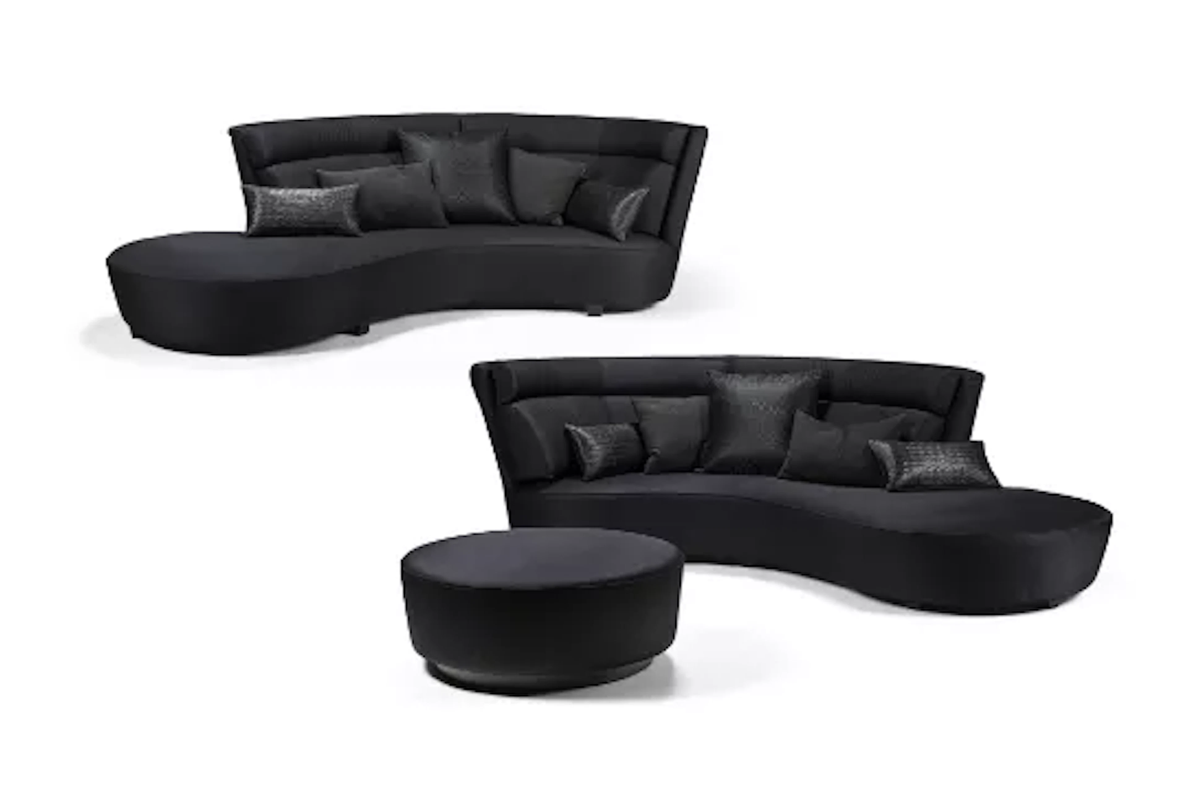 VLADIMIR KAGAN (ATTRIBUTED), A PAIR OF BLACK CHAISE LONGUES SOFAS