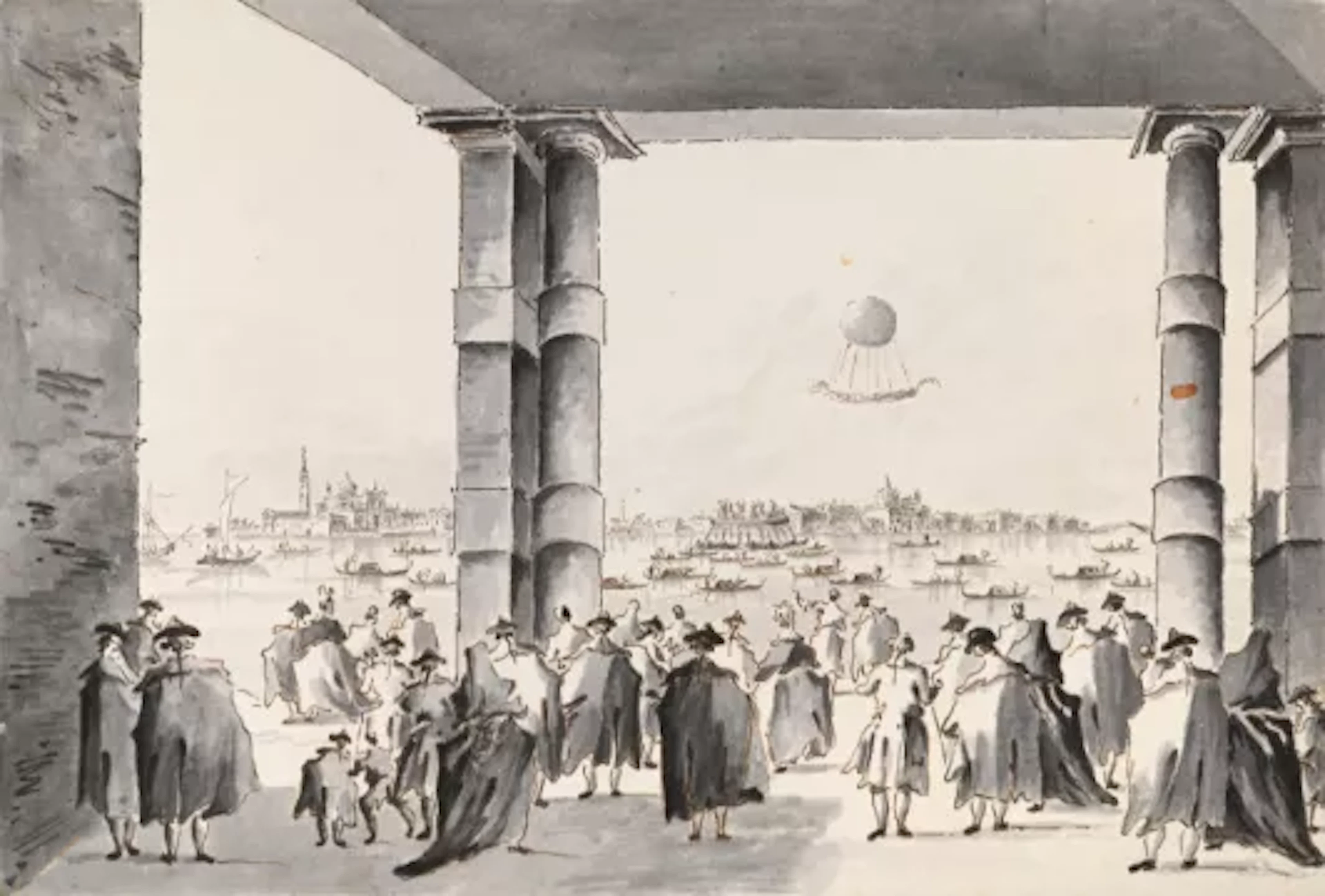 GIACOMO GUARDI (ITALIAN 1764-1835), THE ASCENT OF A BALLOON FROM THE