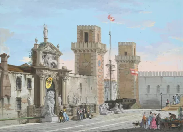 GIUSEPPE BERNARDINO BISON (ITALIAN 1762-1844), VIEW OF THE ARSENALE, VENICE