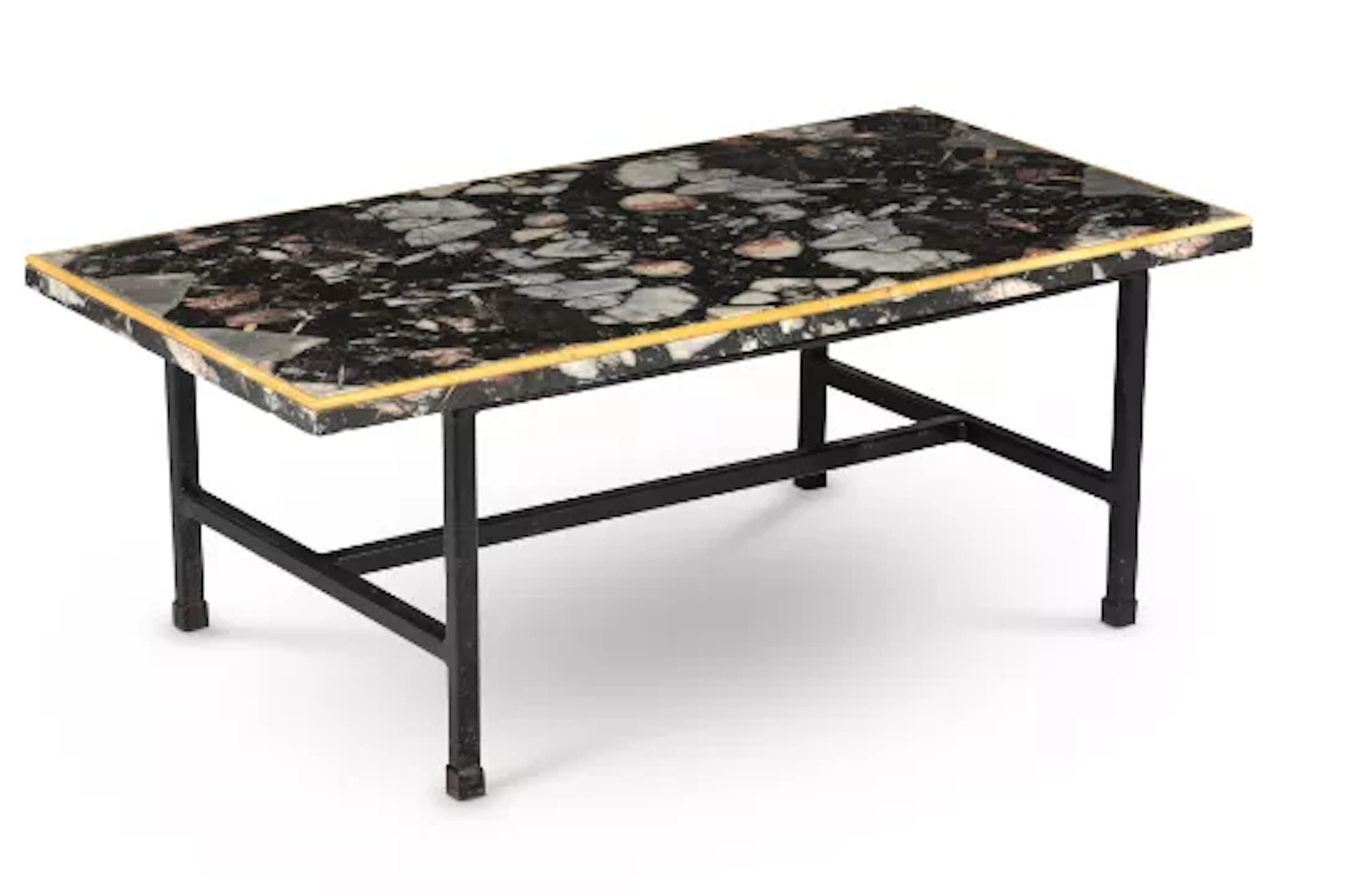 A SIENA BANDED AFRICANA MARBLE TOP COFFEE TABLE, THE TOP 19TH CENTURY