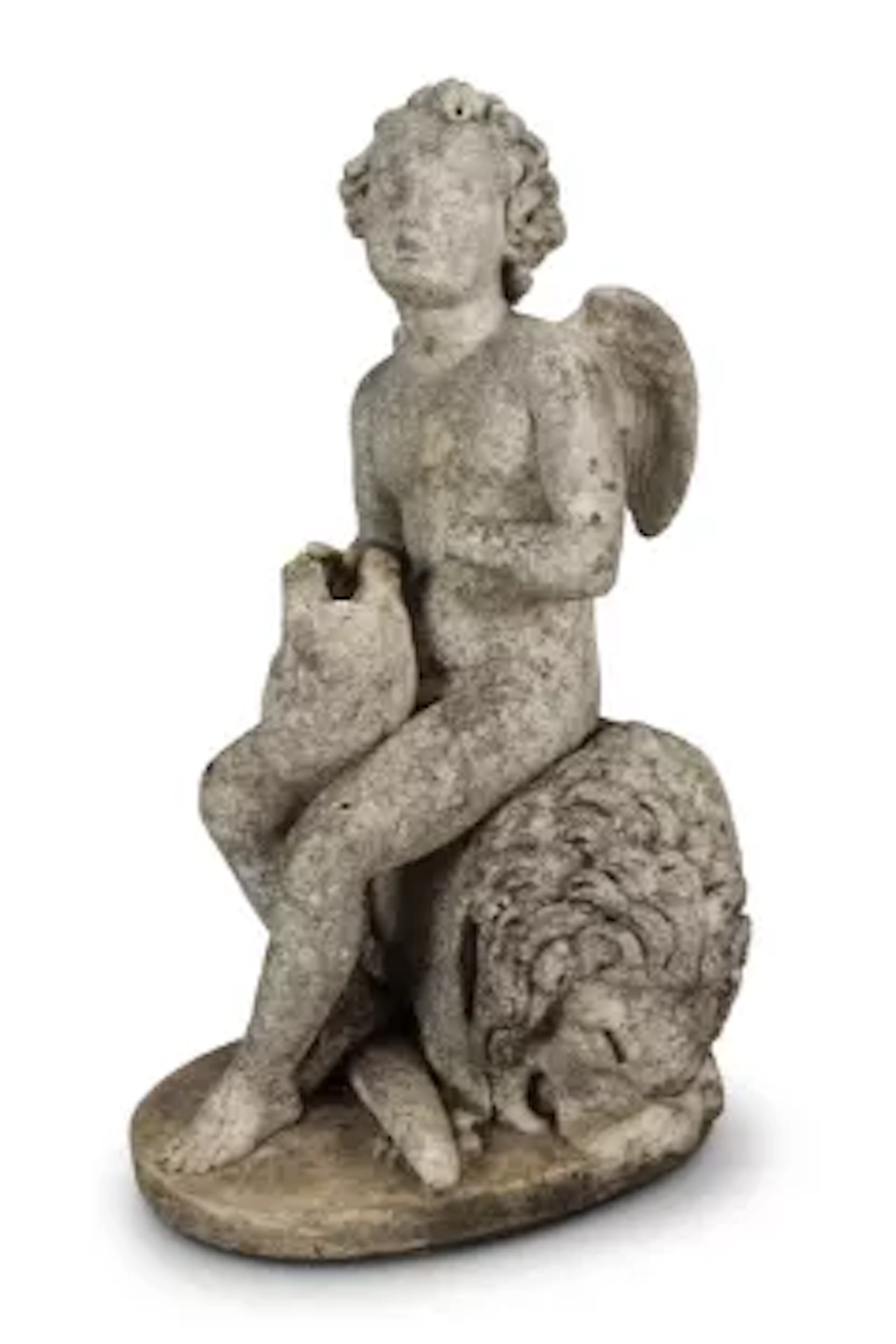 A WHITE MARBLE FIGURE OF A CHILD CONTEMPLATING HERCULES