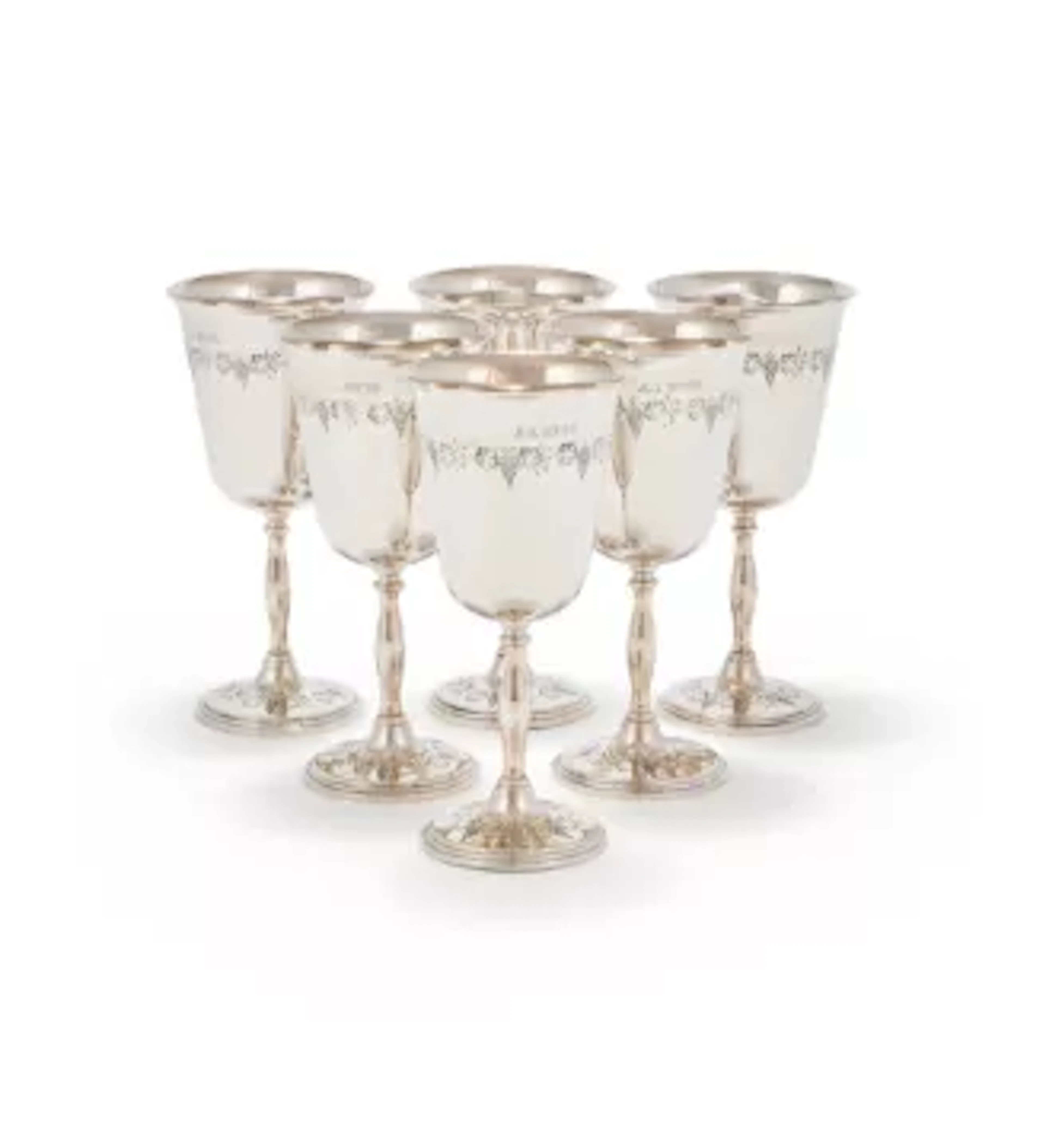 A SET OF SIX SILVER WINE GOBLETS, BIRMINGHAM 1976
