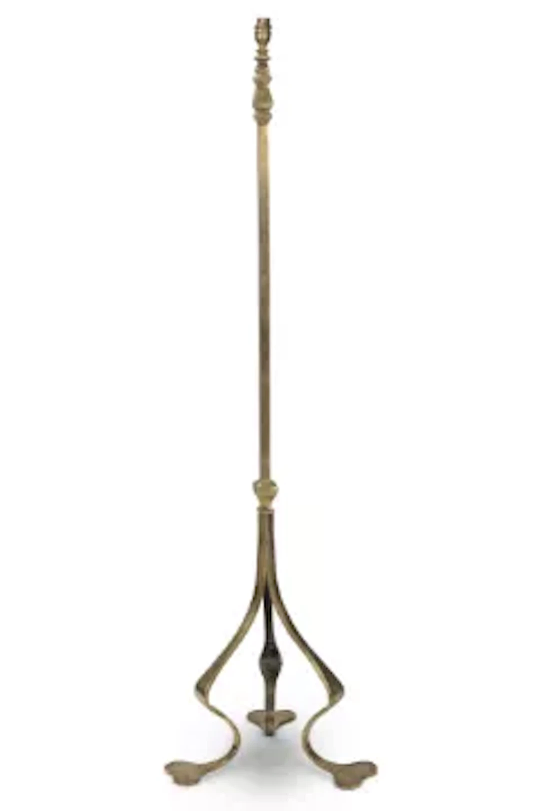 AN ARTS AND CRAFTS BRASS FLOOR STANDING LAMP, EARLY 20TH CENTURY