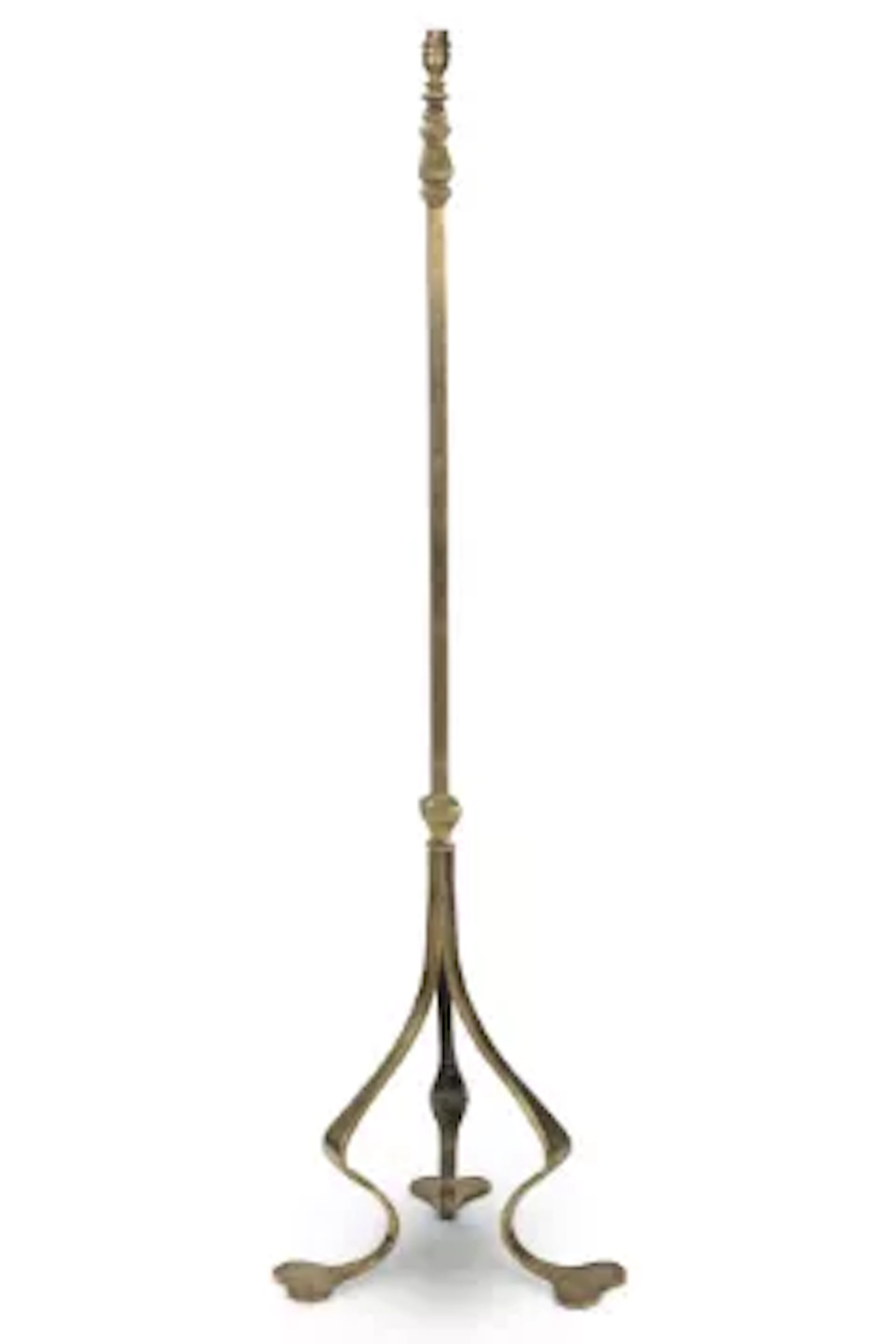 AN ARTS AND CRAFTS BRASS FLOOR STANDING LAMP, EARLY 20TH CENTURY