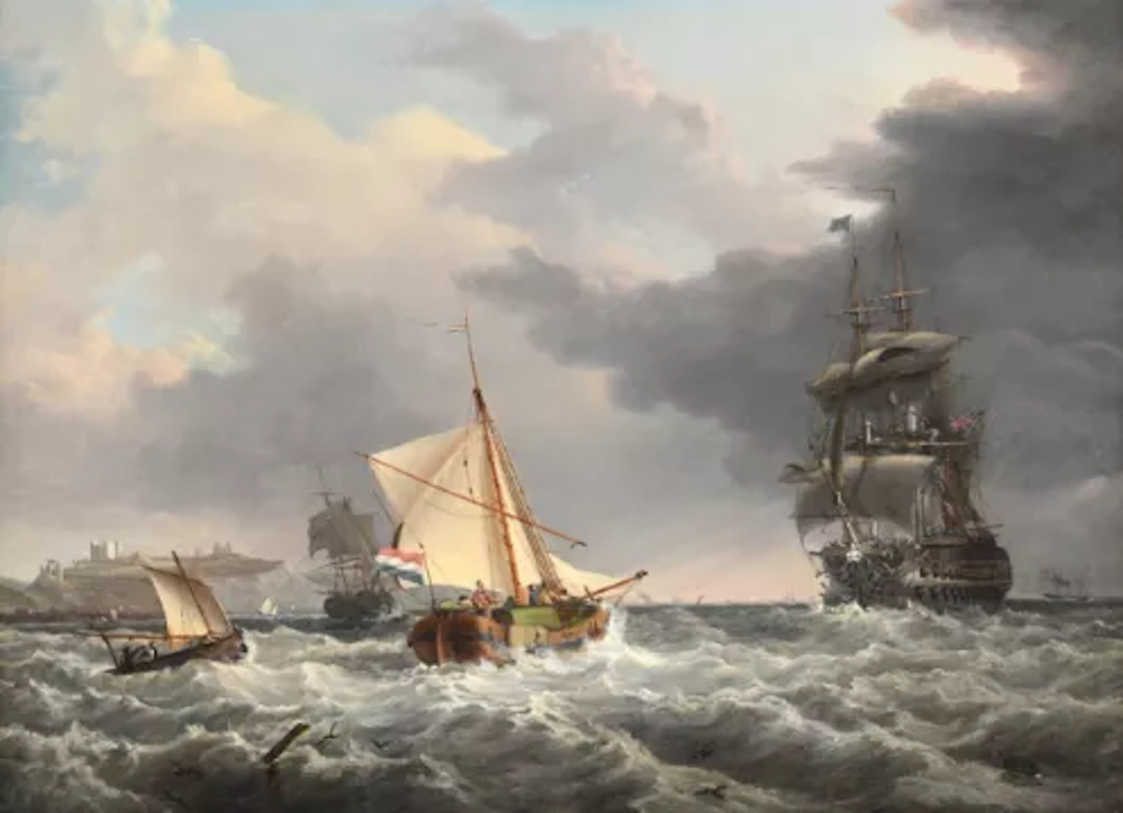 GEORGE CHAMBERS SENIOR (BRITISH 1803 - 1840), BRITISH MEN-O-WAR AND