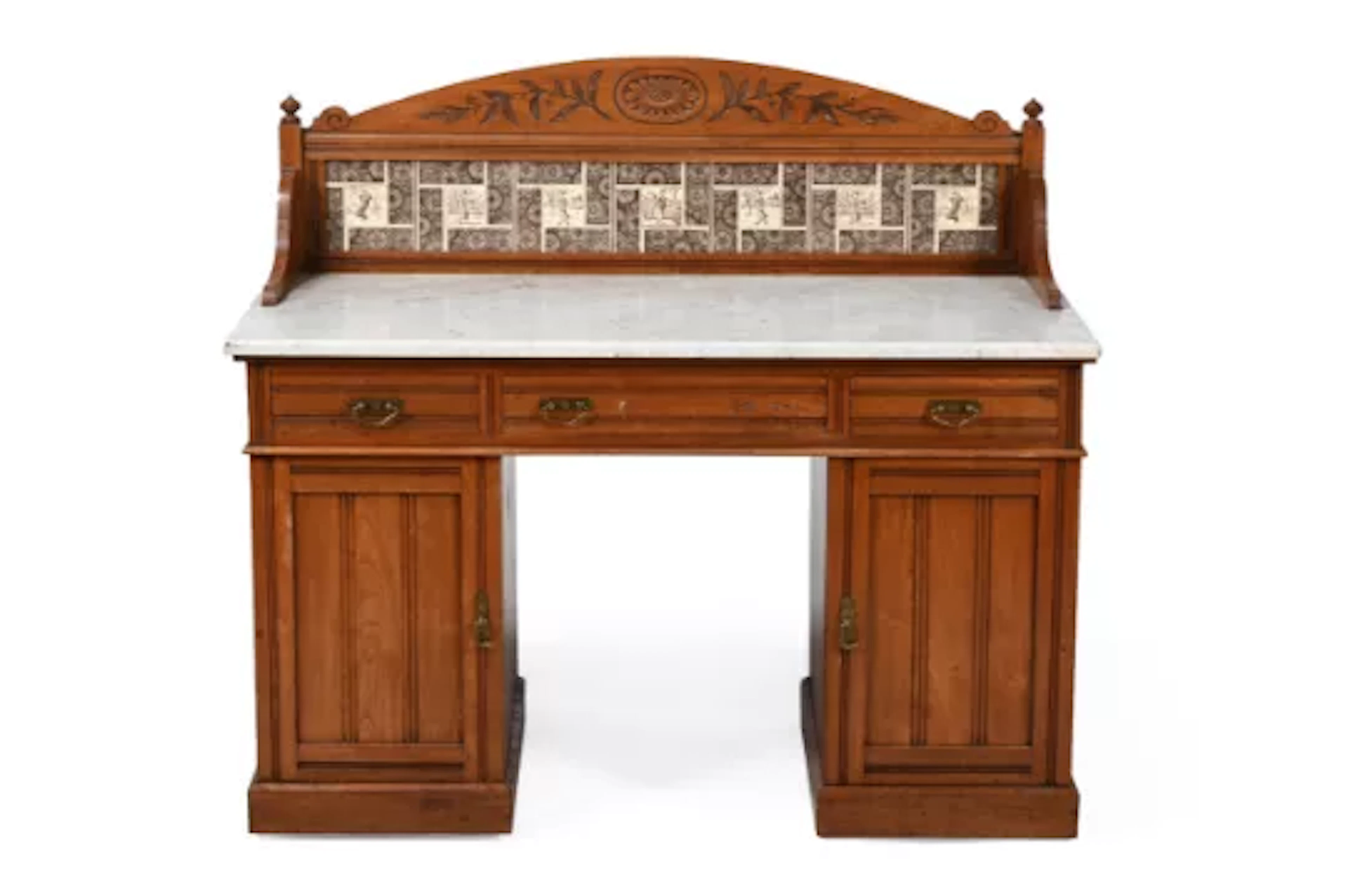 AN AESTHETIC MOVEMENT TILED WASHSTAND, CIRCA 1881
