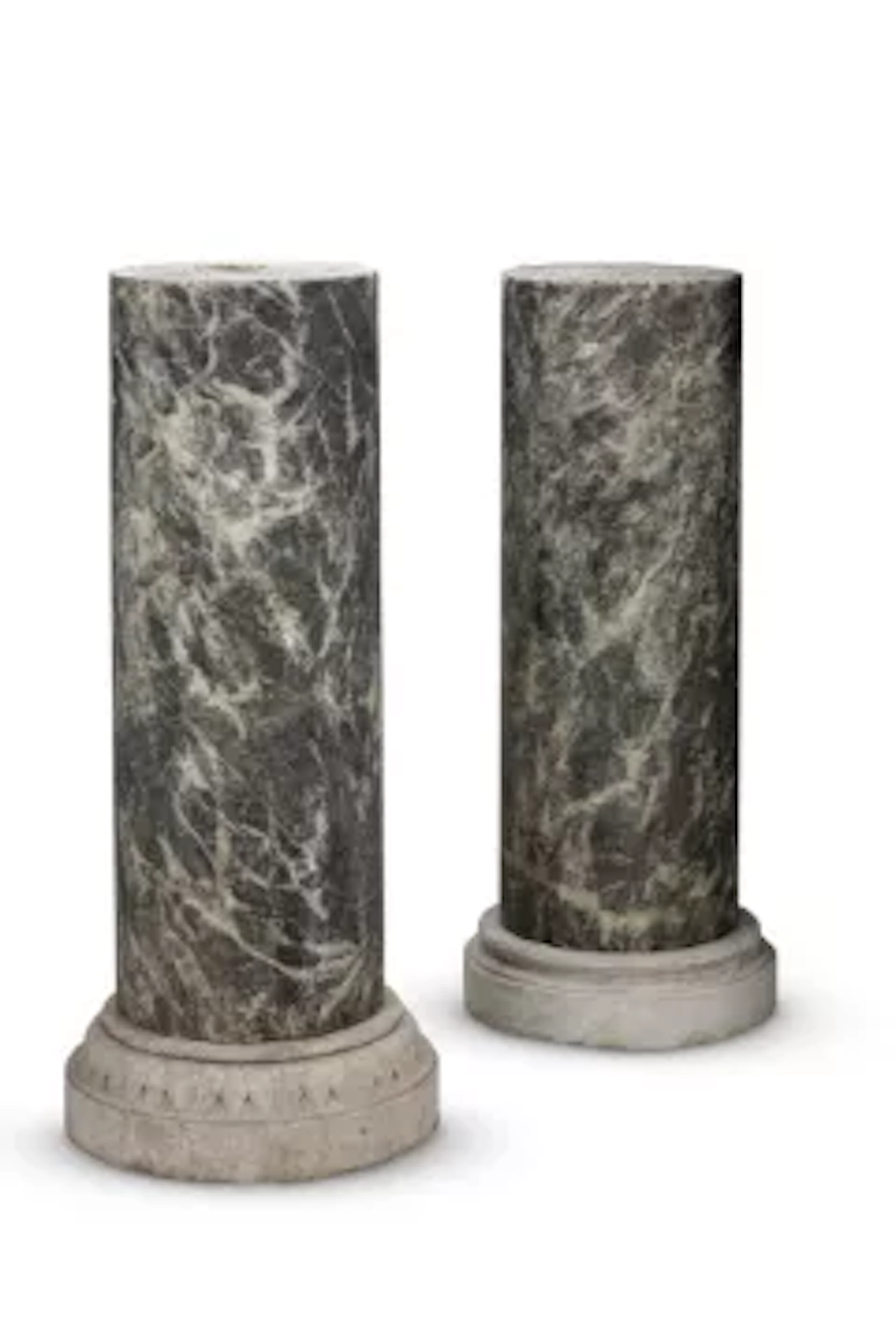 A LARGE PAIR OF MARBLE PEDESTAL COLUMNS, ITALIAN, 19TH CENTURY