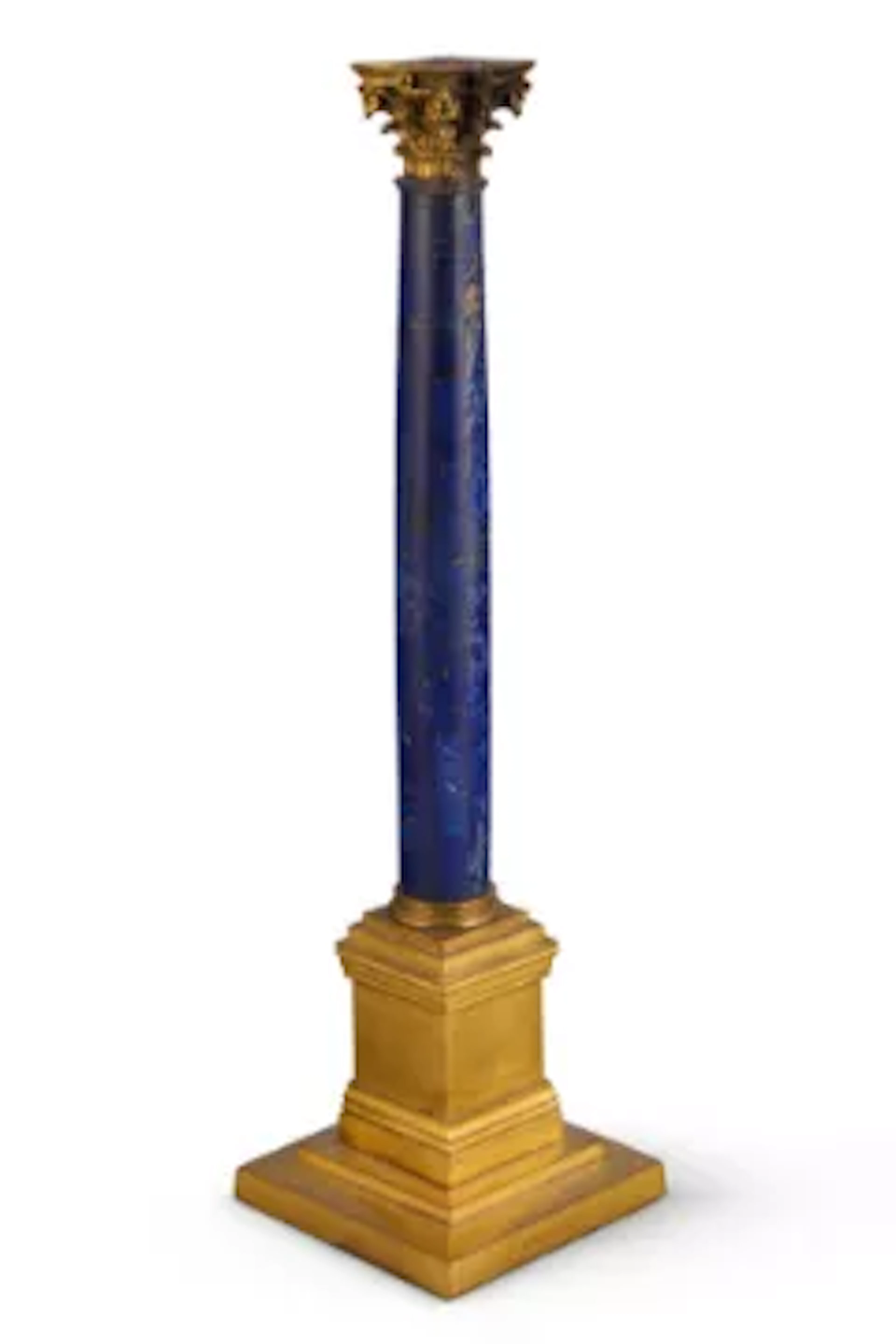 AN ORMOLU MOUNTED LAPIS LAZULI CORINTHIAN COLUMN, EARLY 19TH CENTURY