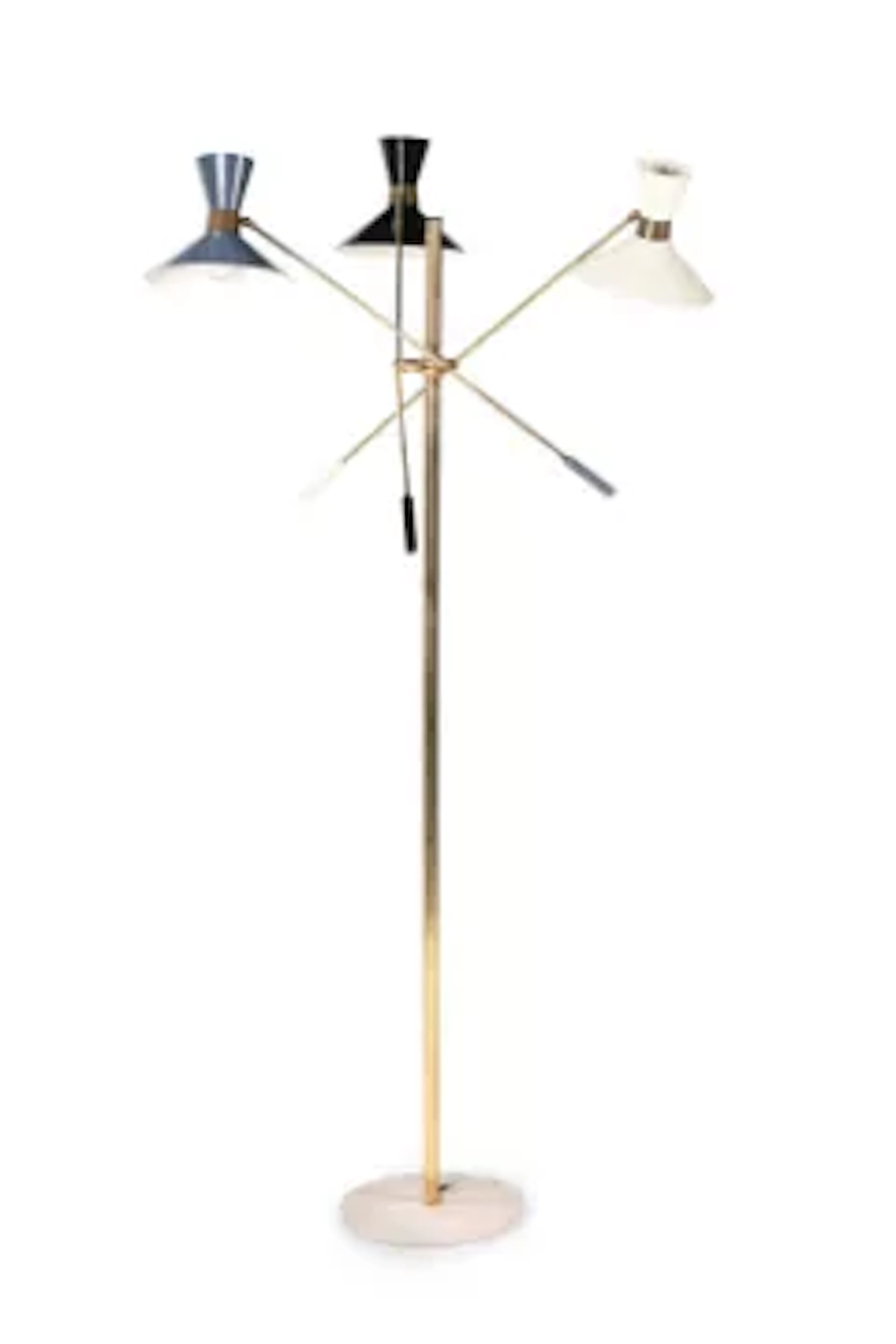 A TRI-ARM FLOOR LAMP IN THE MANNER OF ANGELO LELLI (ITALIAN)