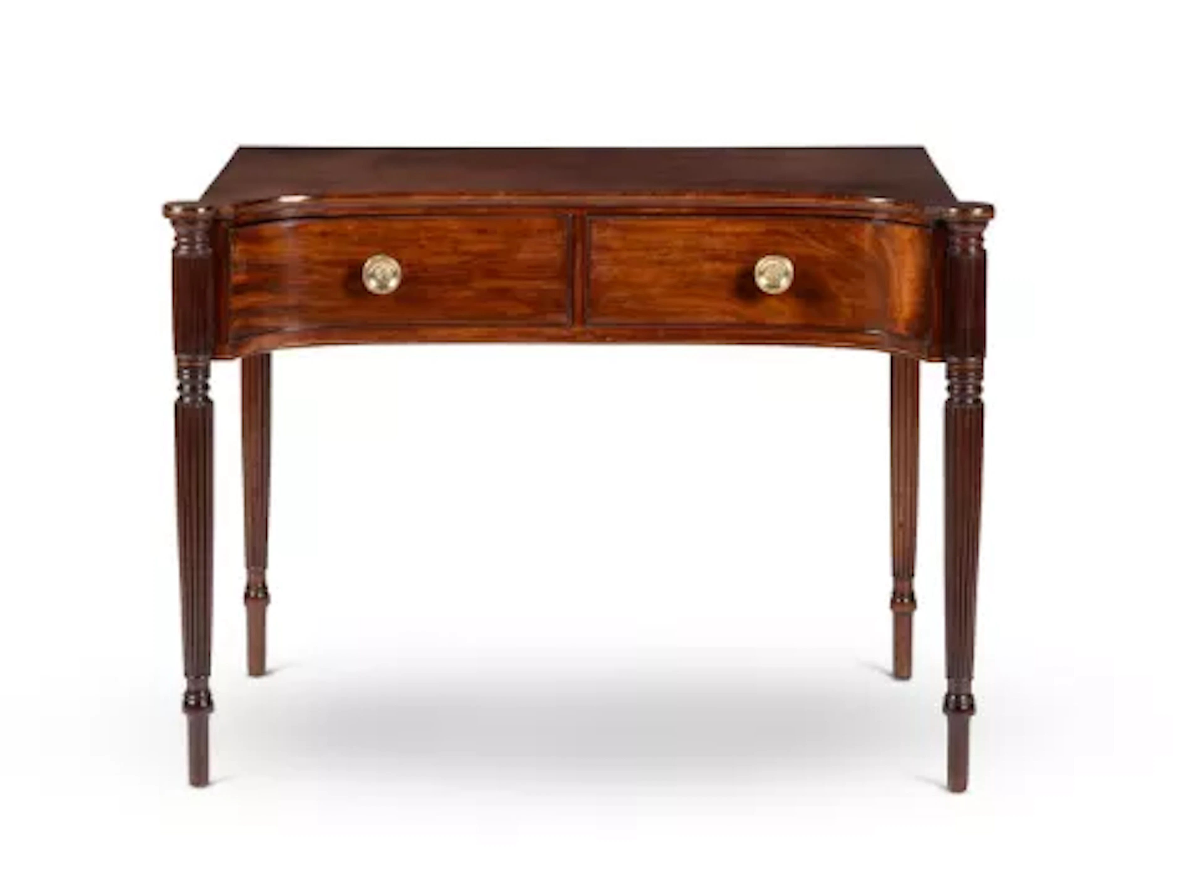 Y A REGENCY MAHOGANY INVERTED BOWFRONT SIDE TABLE, CIRCA 1815