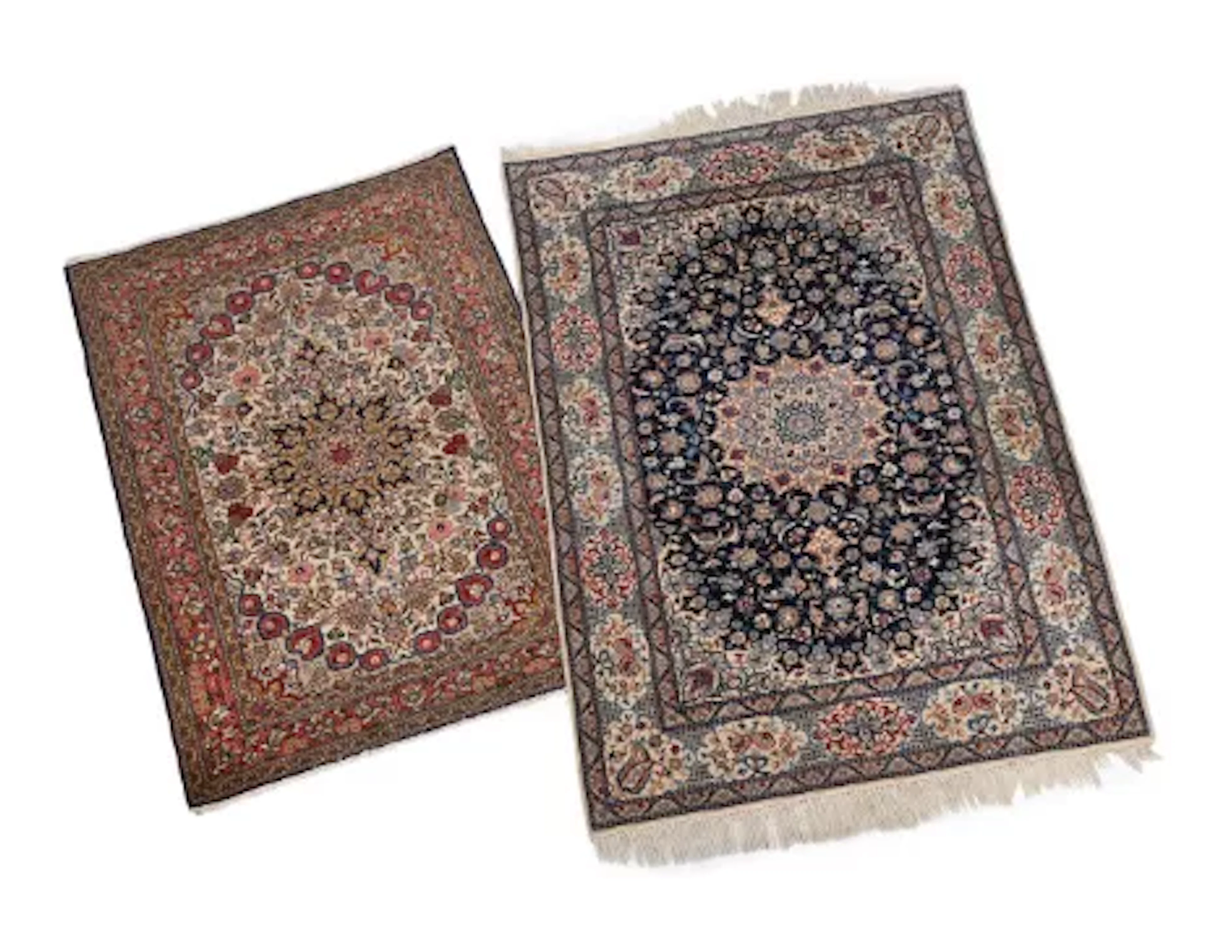 AN ISFAHAN RUG, TOGETHER WITH ANOTHER SMALLER