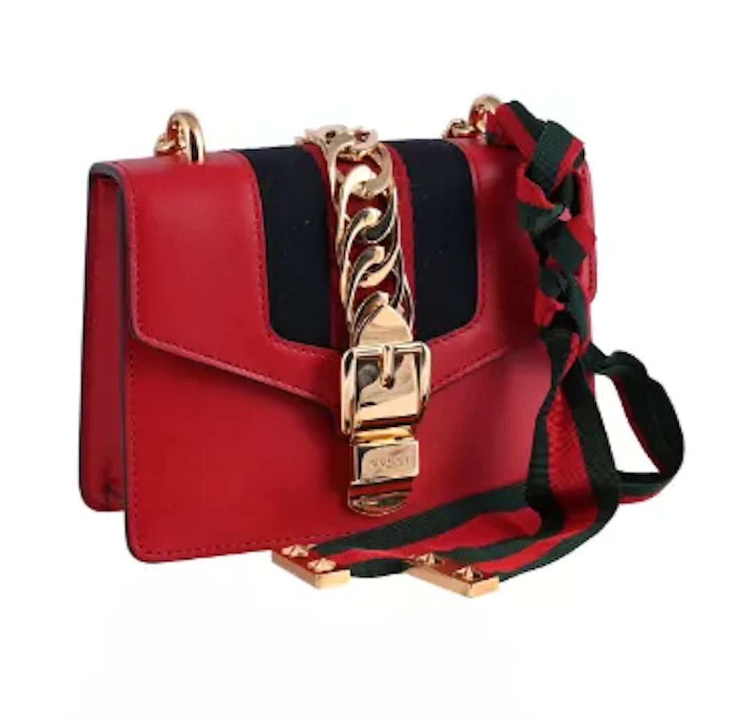 GUCCI, SYLVIEA RED LEATHER HANDBAG