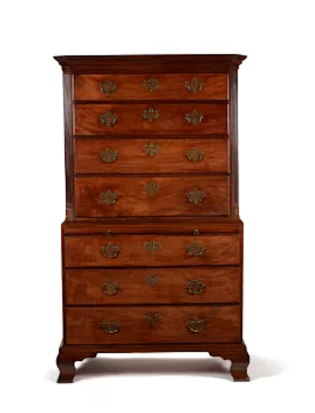 A GEORGE III MAHOGANY CHEST ON CHEST, CIRCA 1775