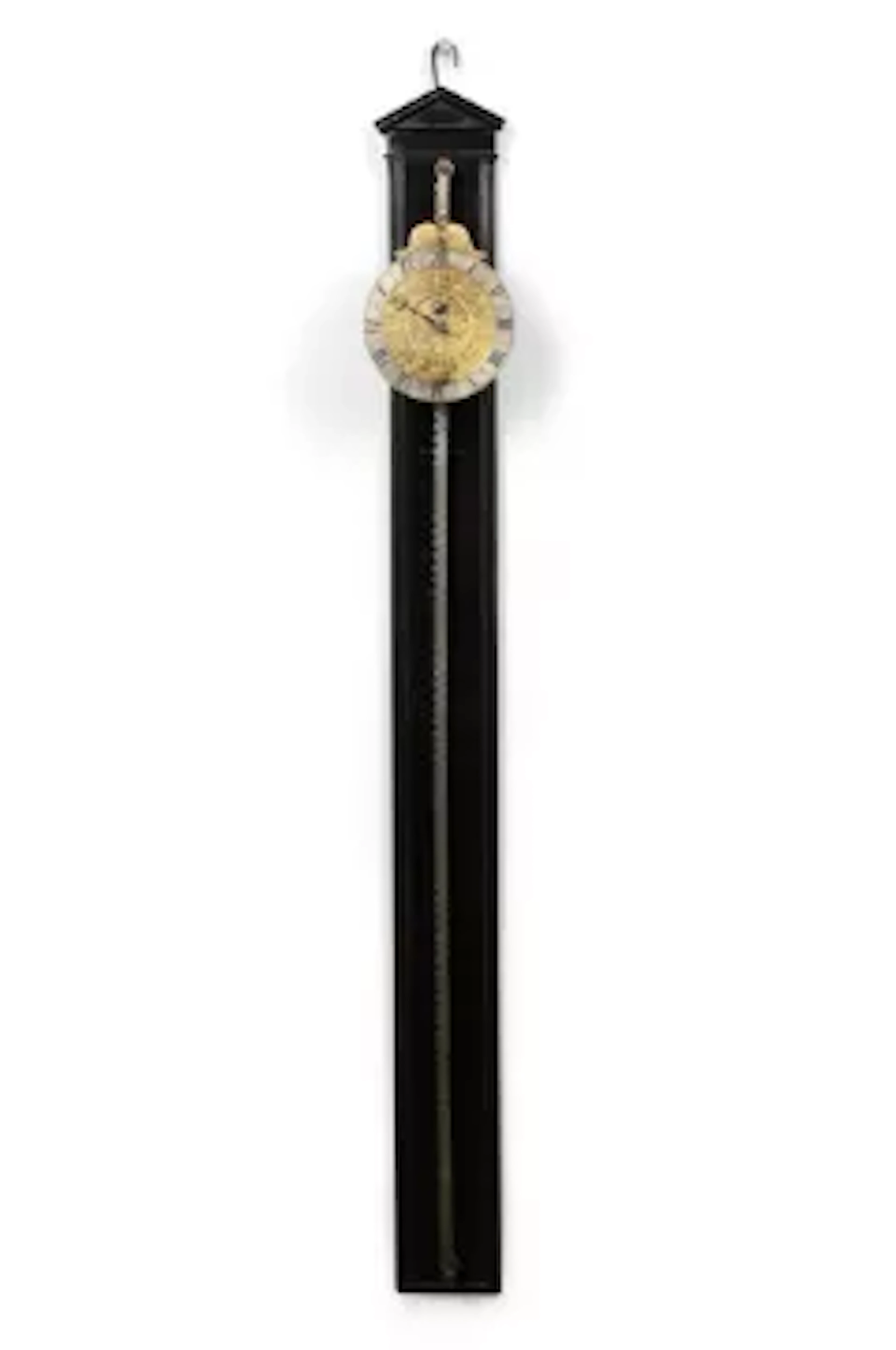 Y AN INTERESTING GILT BRASS DESCENDING RACK TIMEPIECE OR 'SAGEUHR'
