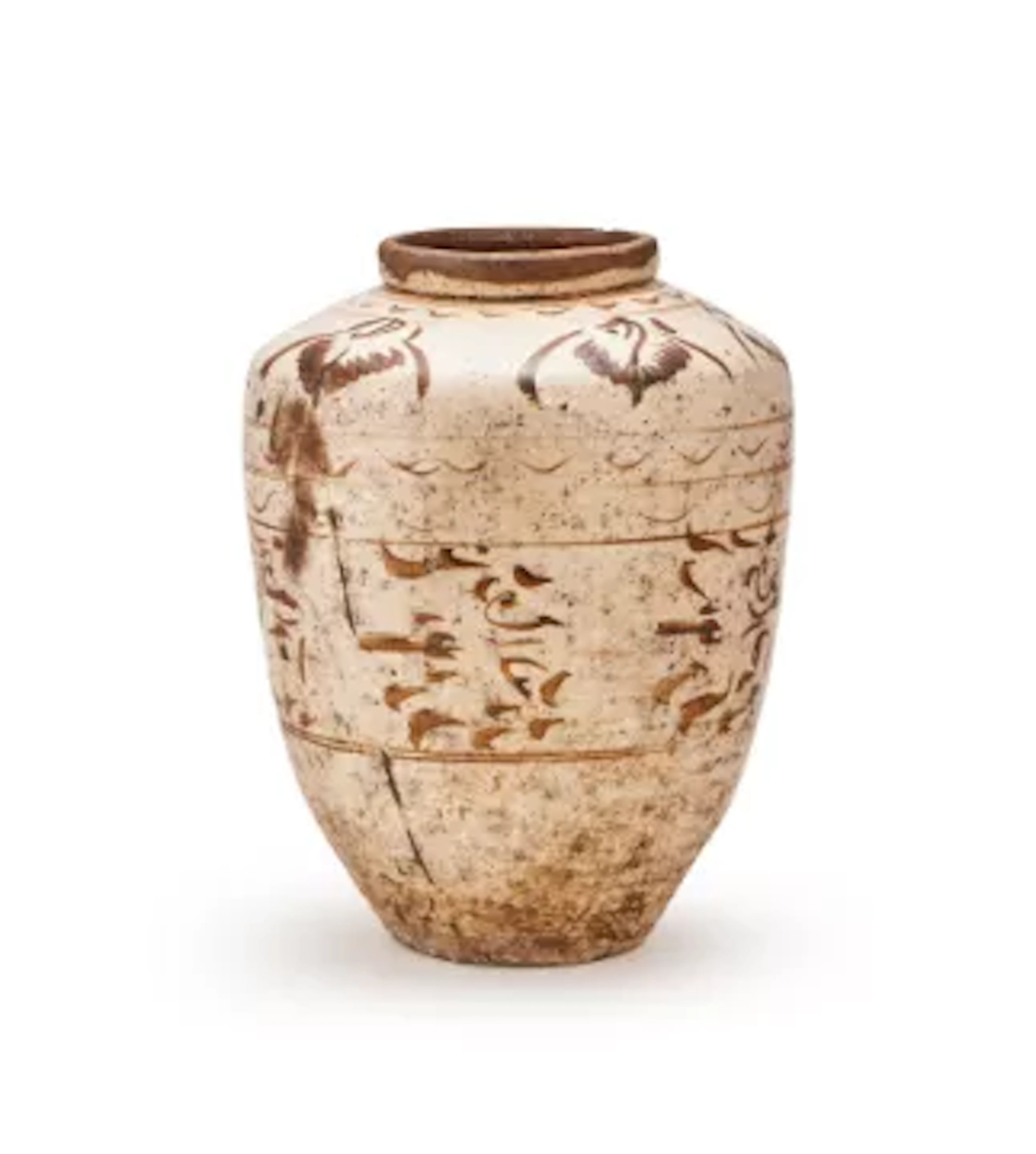 A large Chinese Cizhou brown slip-glazed jar, Late Ming dynasty