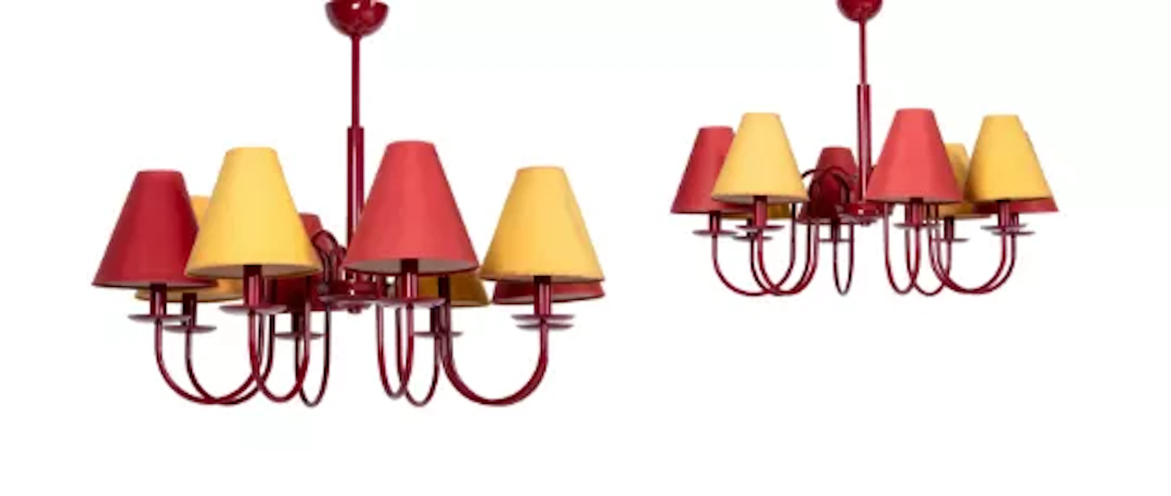 IN THE MANNER OF JEAN ROYÉRE (FRENCH, 1902-1981), A PAIR OF CHANDELIERS