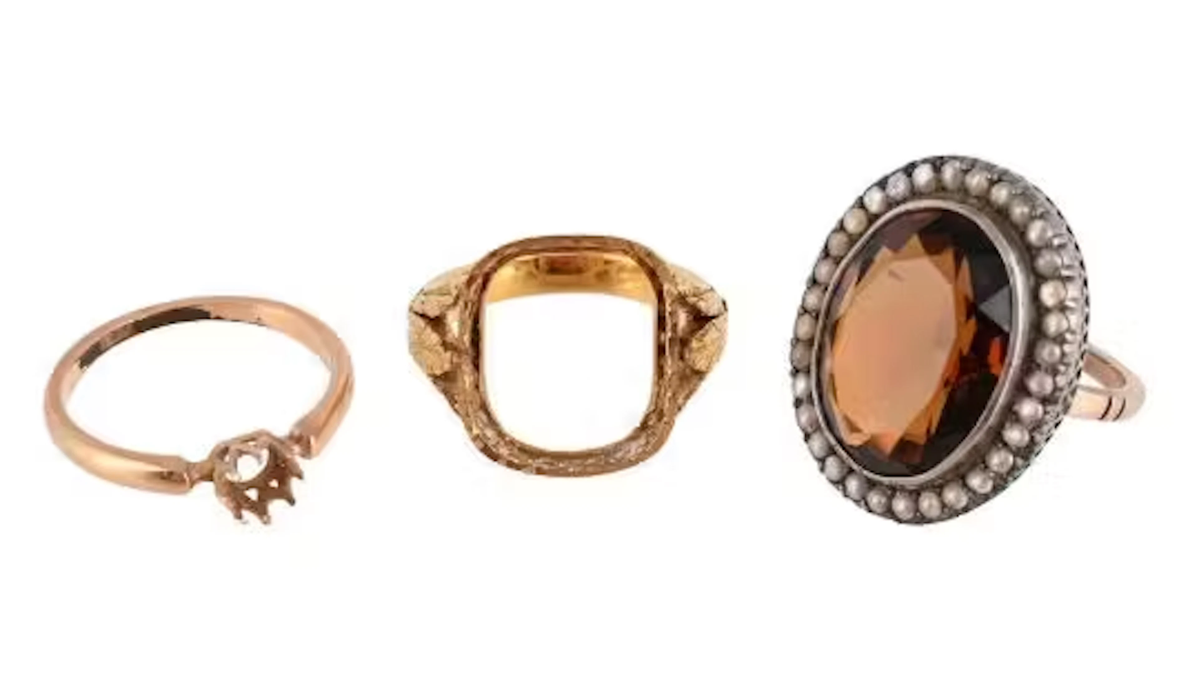 TWO RING SETTINGS AND A DRESS RING