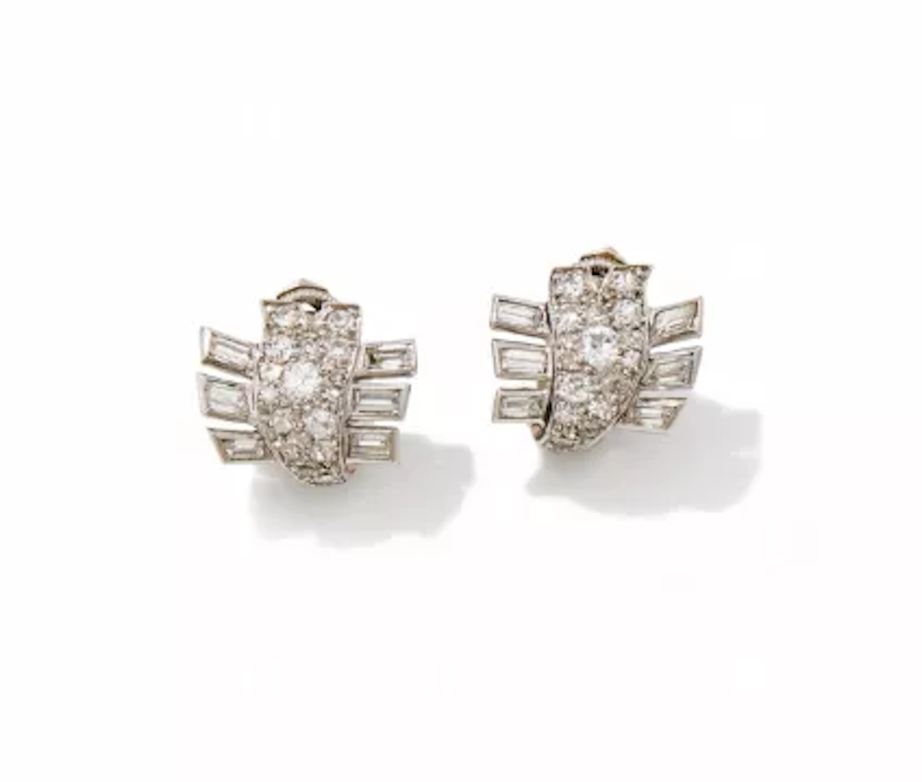 CARTIER, A PAIR OF ART DECO DIAMOND EARRINGS
