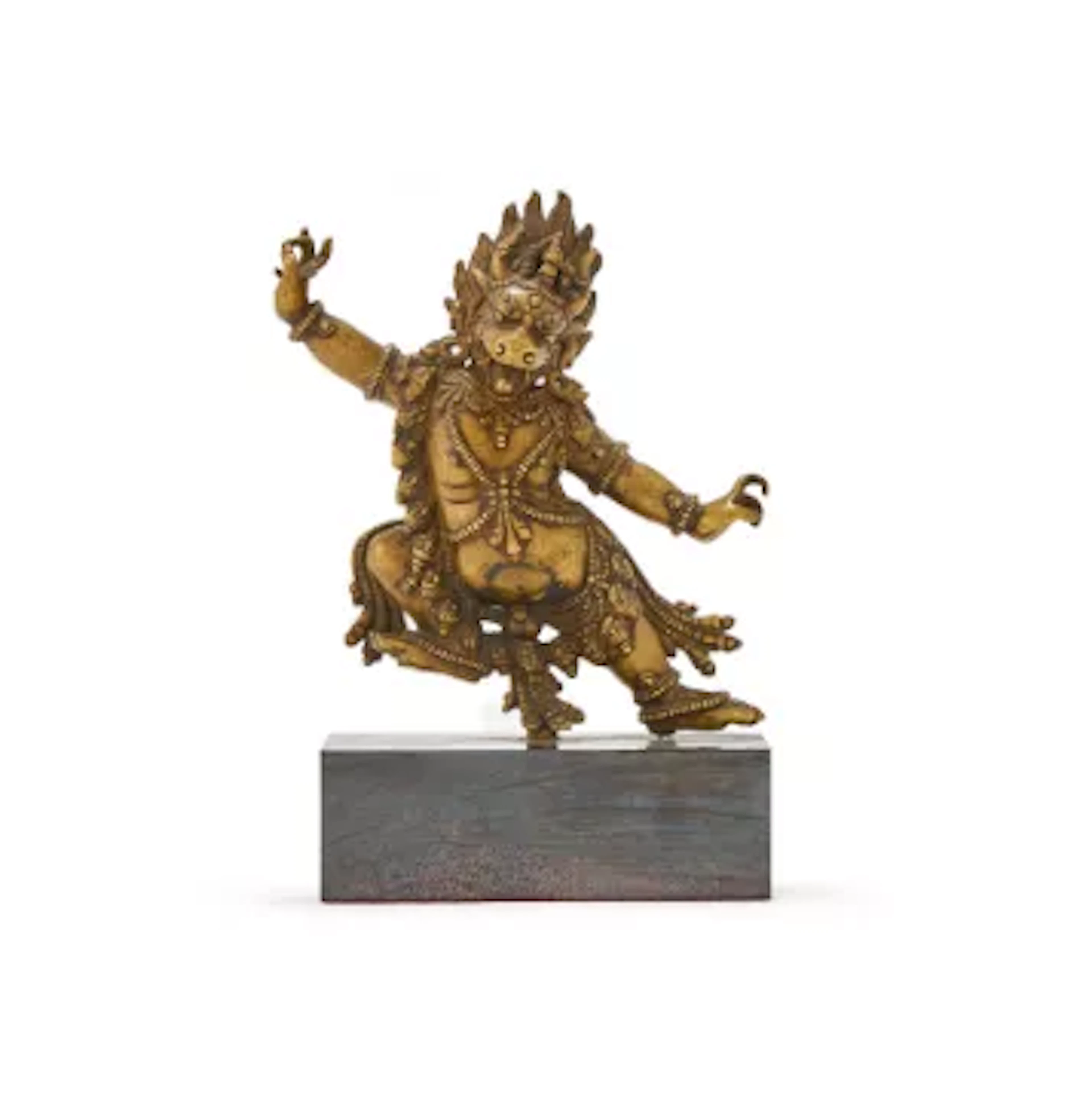 A Tibetan copper alloy figure of Vajrabhaivara, 15th or 16th century
