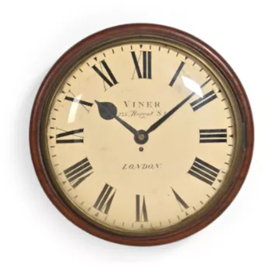 A LARGE VINER OF REGENT STREET MAHOGANY SINGLE FUSE DIAL CLOCK, SECOND