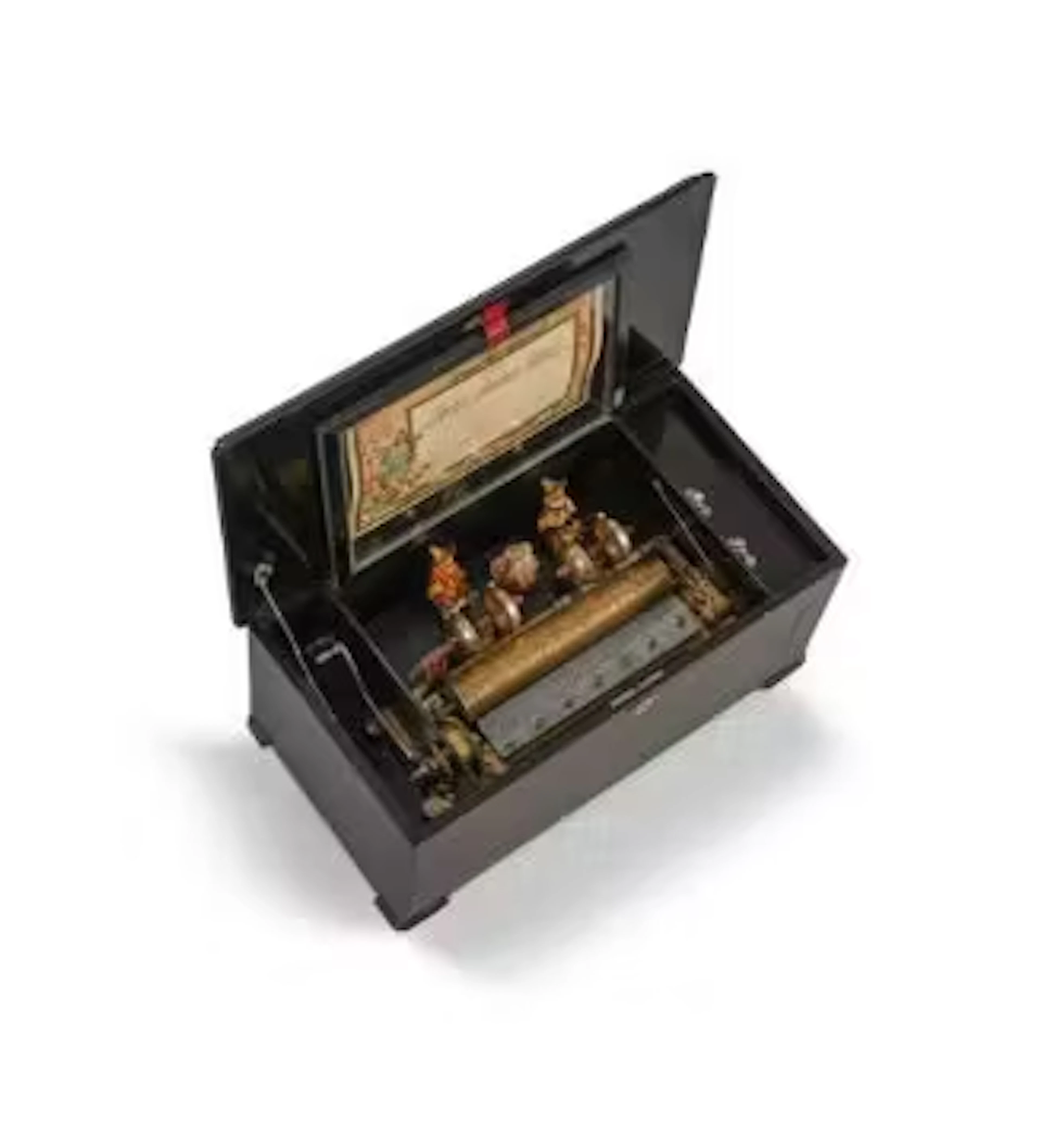 Y A RARE SWISS ROSEWOOD ‘BELLS-IN-SIGHT’ AUTOMATON MUSIC BOX WITH