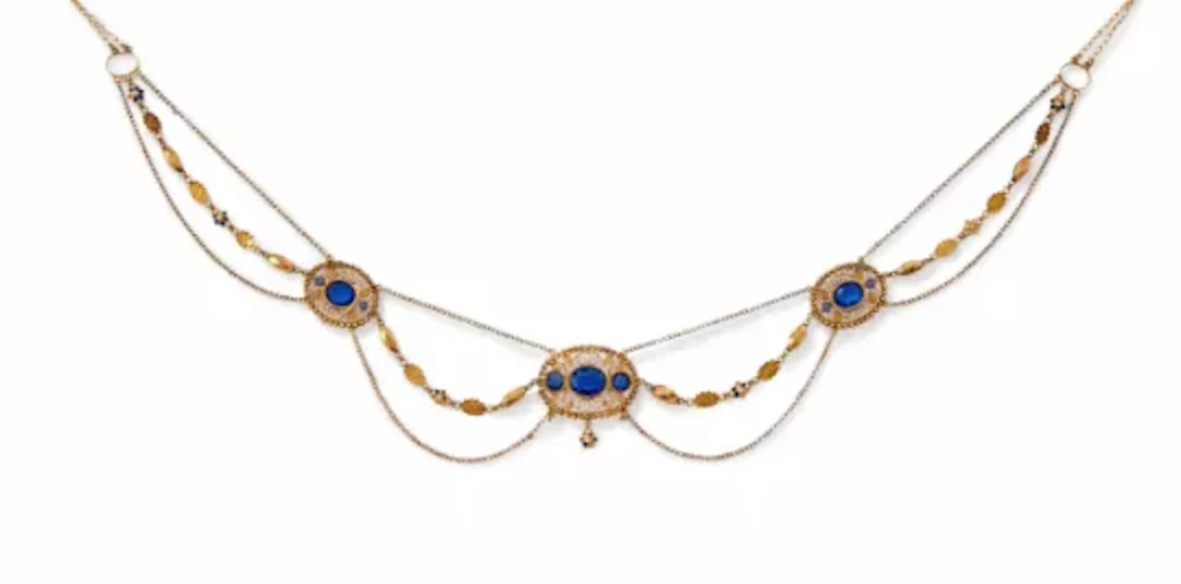 AN EARLY 19TH CENTURY BLUE PASTE AND ENAMEL NECKLACE