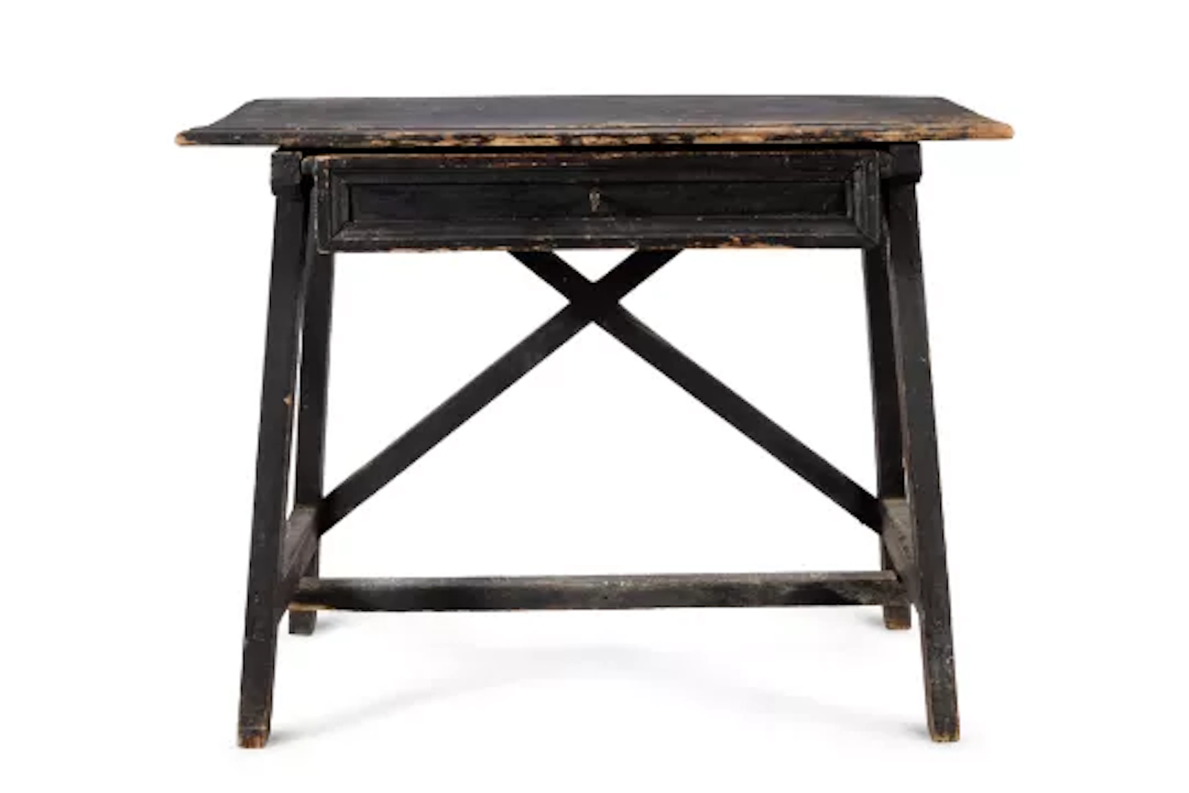 A BLACK PAINTED NEAPOLITAN CAPRETTA, ITALIAN, LATE 18TH CENTURY