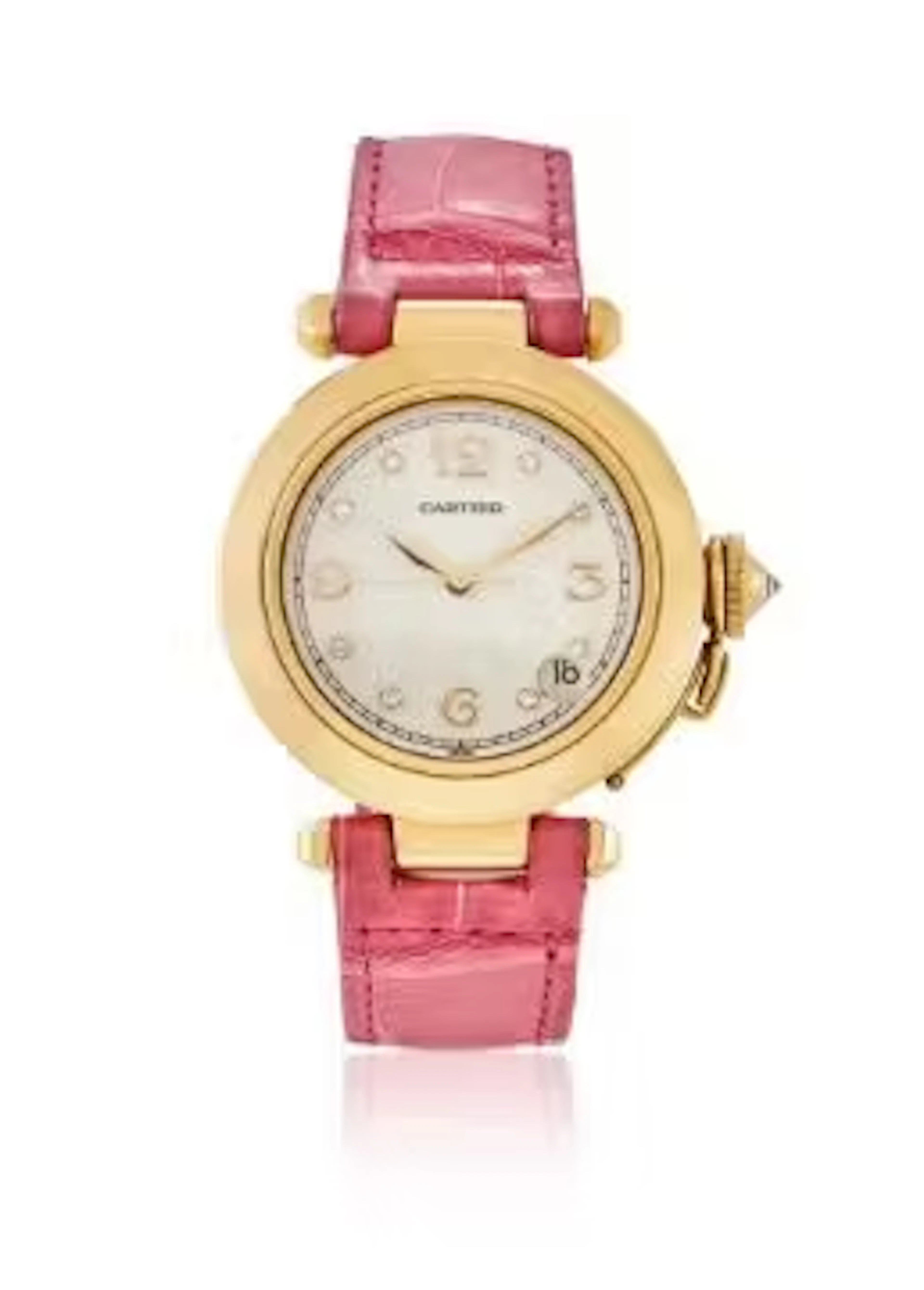 Y CARTIER, PASHA, REF. 1035, AN 18 CARAT GOLD AND DIAMOND WRISTWATCH WITH DATE