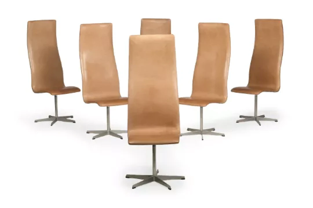 ARNE JACOBSEN (DANISH, 1902, 1971), SIX HIGH BACK 'OXFORD' CHAIRS;