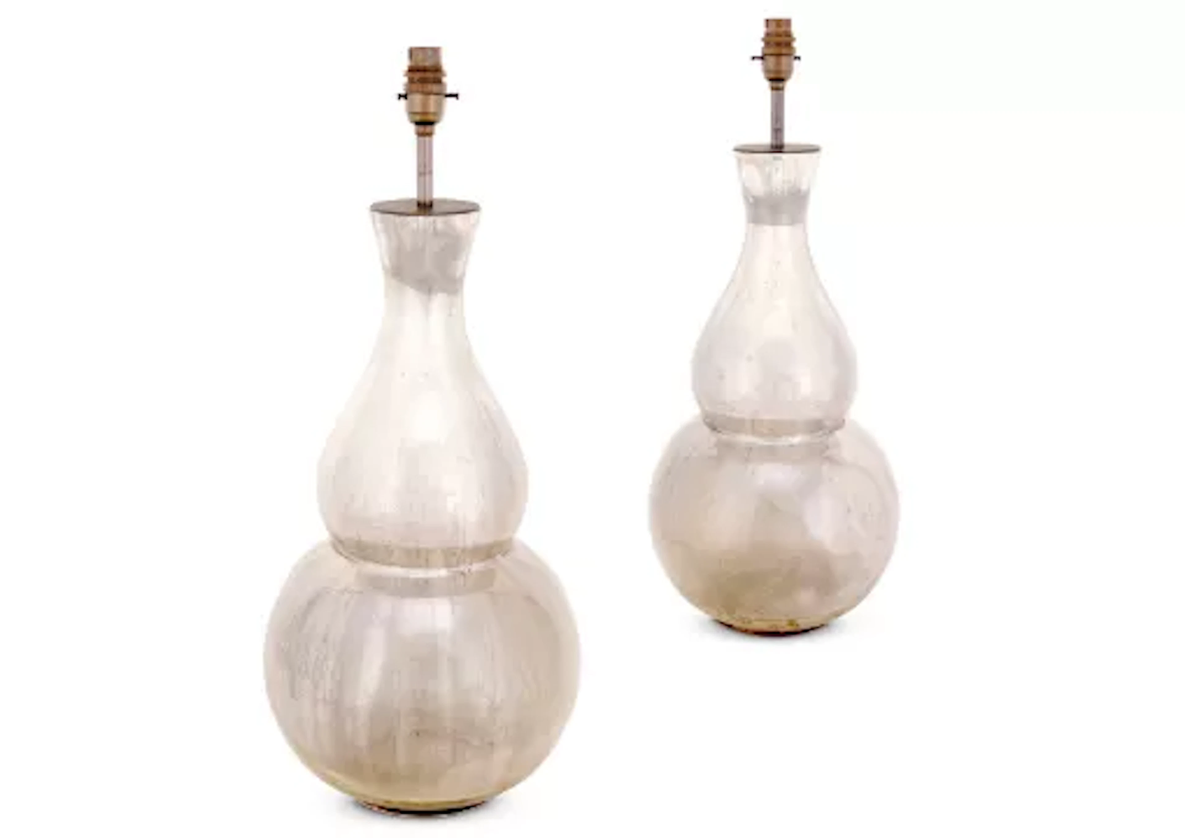A PAIR OF MIRRORED GLASS TAPERING DOUBLE GOURD SHAPED TABLE LAMPS, MODERN