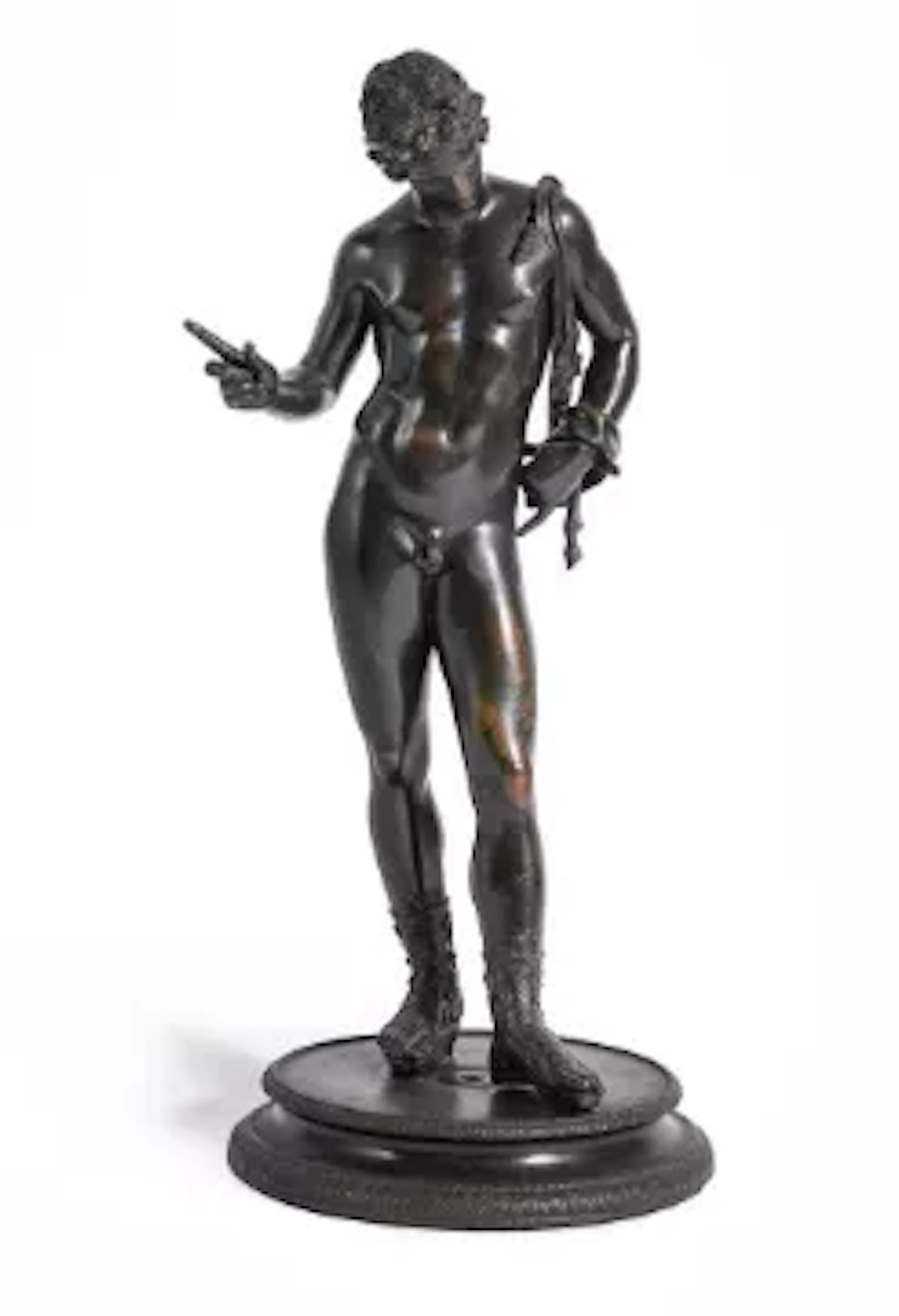 AFTER THE ANTIQUE, A BRONZE FIGURE OF NARCISSUS, NAPLES, LATE 19TH CENTURY