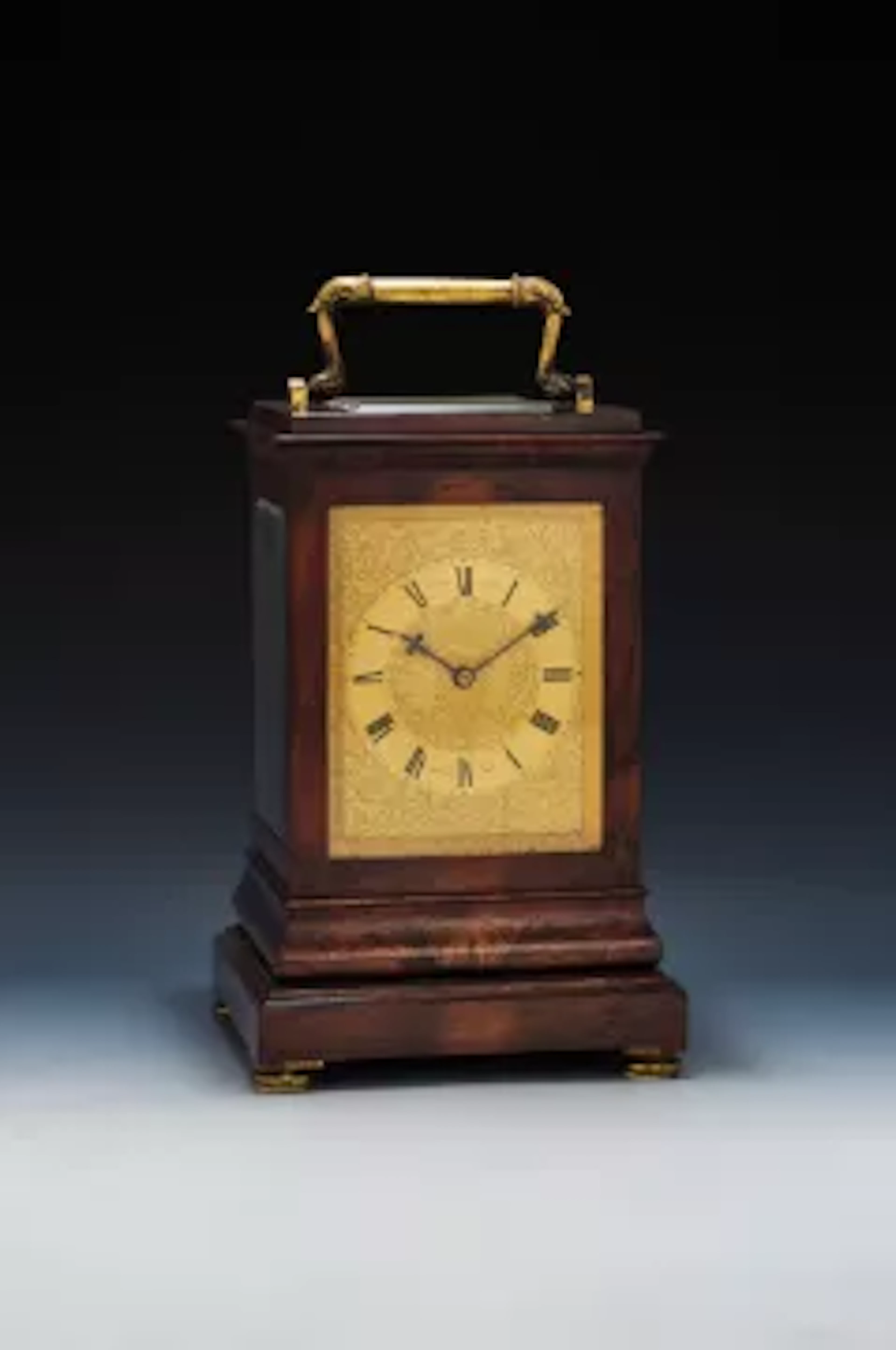 Y A FINE EARLY VICTORIAN ROSEWOOD GIANT CARRIAGE CLOCK WITH PULL TRIP-HOUR