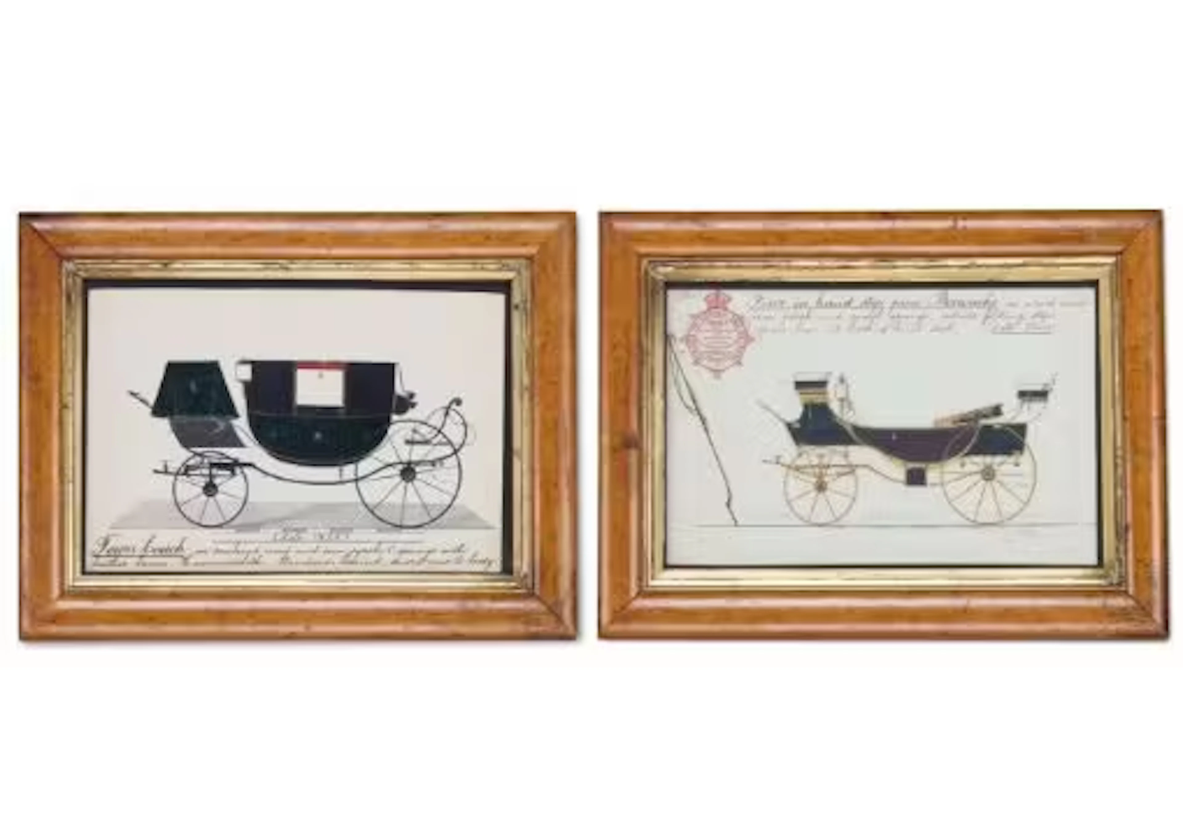 J. GILFOY (BRITISH 19TH CENTURY), A PAIR OF CARRIAGE DESIGNS: A BAROUCHE;
