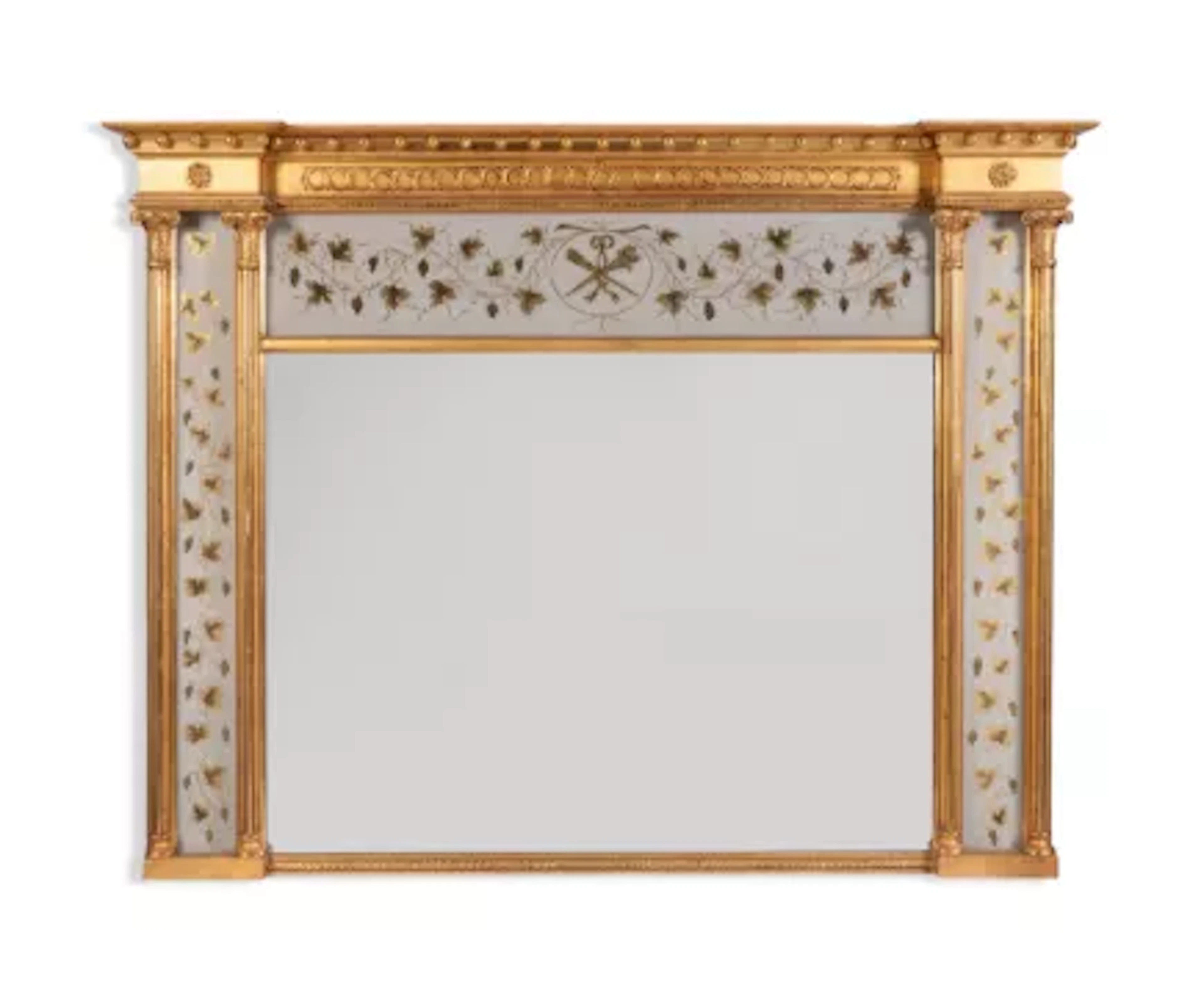 A GILTWOOD OVERMANTEL MIRROR, 19TH CENTURY AND LATER